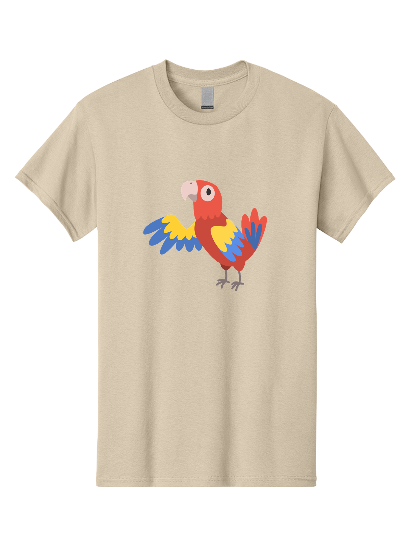 Parrot Men'S Graphic Tee, 100% Cotton, Comfortable Casual Summer Wear, Machine Washable, Vibrant Parrot, Colorful Bird, Tropical Parrot, Cartoon Parrot, Parrot Illustration, Red Parrot, Blue And Yellow Wings, White Beak, Simple Art, Aab872