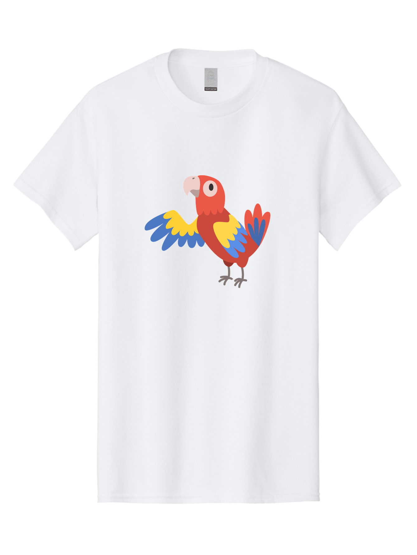 Parrot Men'S Graphic Tee, 100% Cotton, Comfortable Casual Summer Wear, Machine Washable, Vibrant Parrot, Colorful Bird, Tropical Parrot, Cartoon Parrot, Parrot Illustration, Red Parrot, Blue And Yellow Wings, White Beak, Simple Art, Aab872