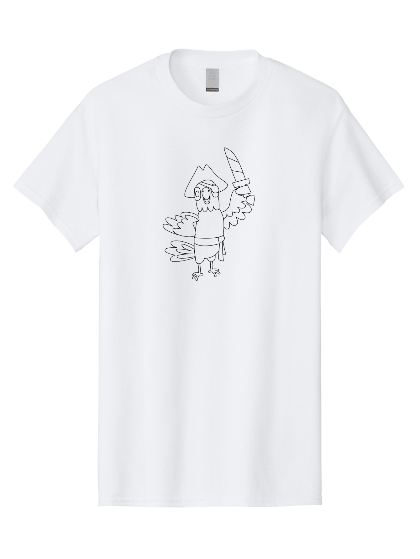 Pirate-Bird Men'S Graphic Tee, 100% Cotton, Comfortable Casual Summer Wear, Machine Washable, Cartoon Parrot Pirate, Pirate Bird Character, Swashbuckling Parrot, Pirate Hat, Pirate Sword, Kids Cartoon, Coloring Page, Cartoon Character Aab873