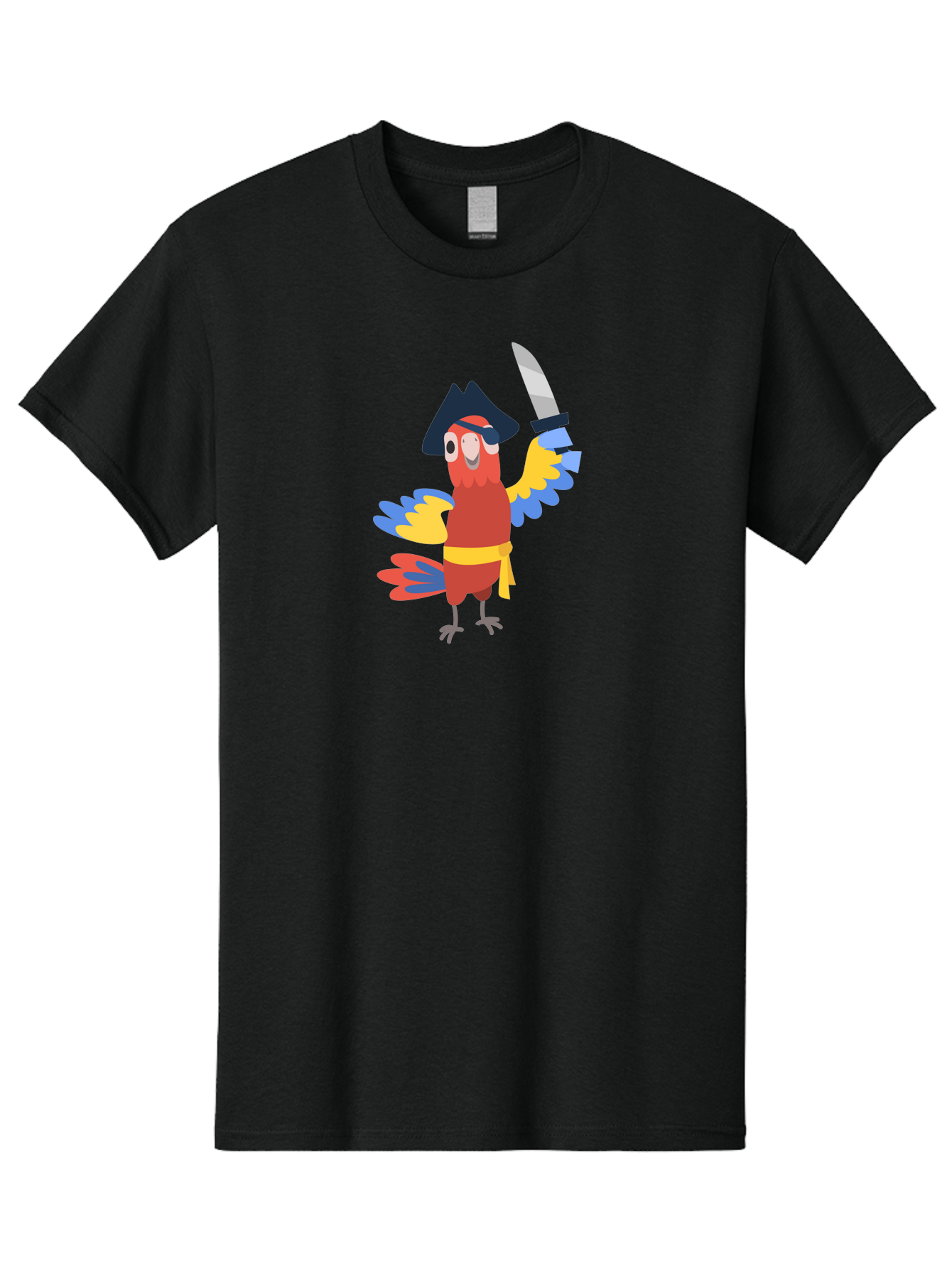 Pirate-Parrot Men'S Graphic Tee, 100% Cotton, Comfortable Casual Summer Wear, Machine Washable, Colorful Parrot Pirate, Pirate Bird Character, Swashbuckling Parrot, Pirate Hat, Pirate Sword, Cartoon Parrot, Pirate Costume, Red Parrot, Aab876