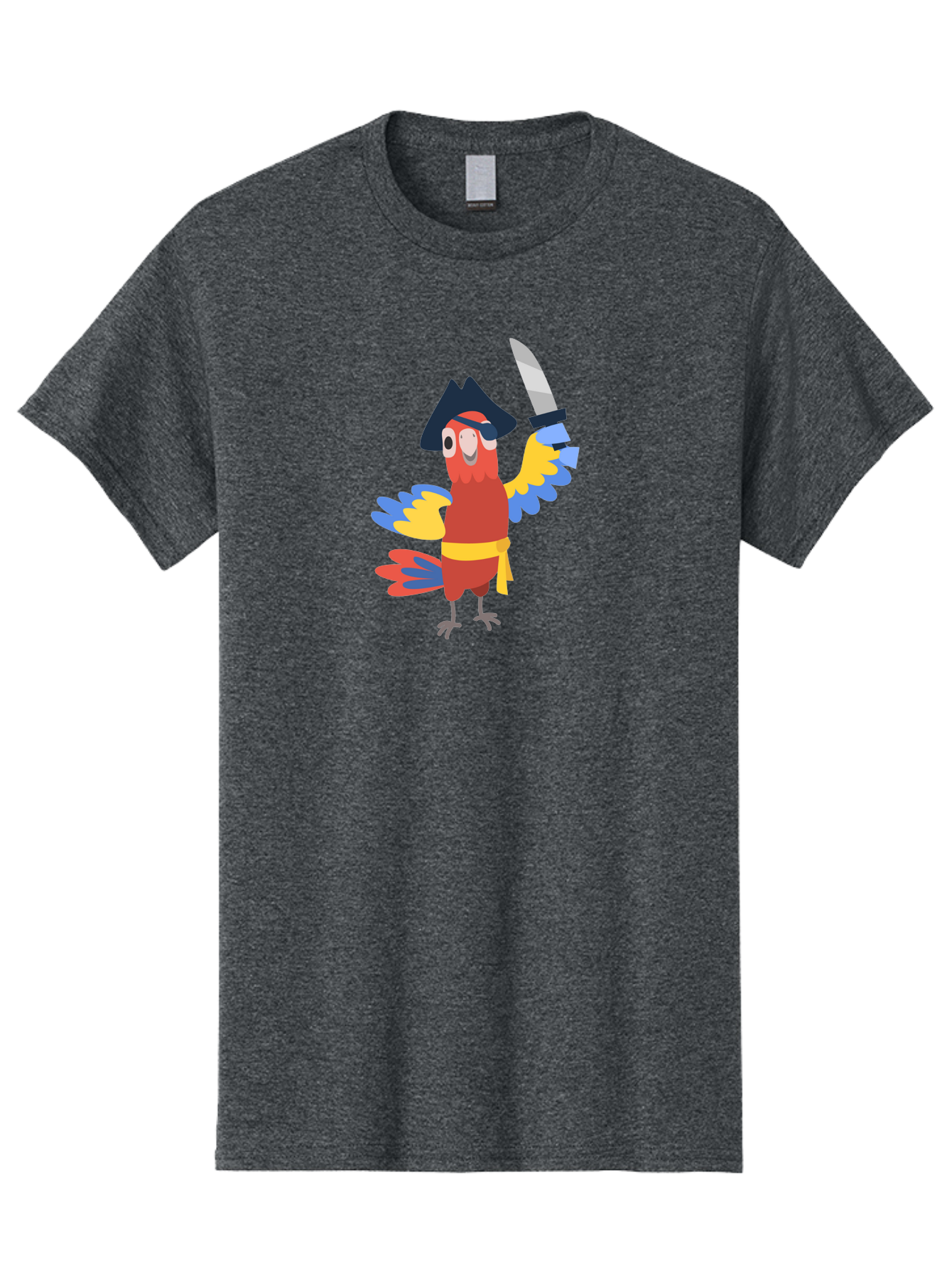 Pirate-Parrot Men'S Graphic Tee, 100% Cotton, Comfortable Casual Summer Wear, Machine Washable, Colorful Parrot Pirate, Pirate Bird Character, Swashbuckling Parrot, Pirate Hat, Pirate Sword, Cartoon Parrot, Pirate Costume, Red Parrot, Aab876