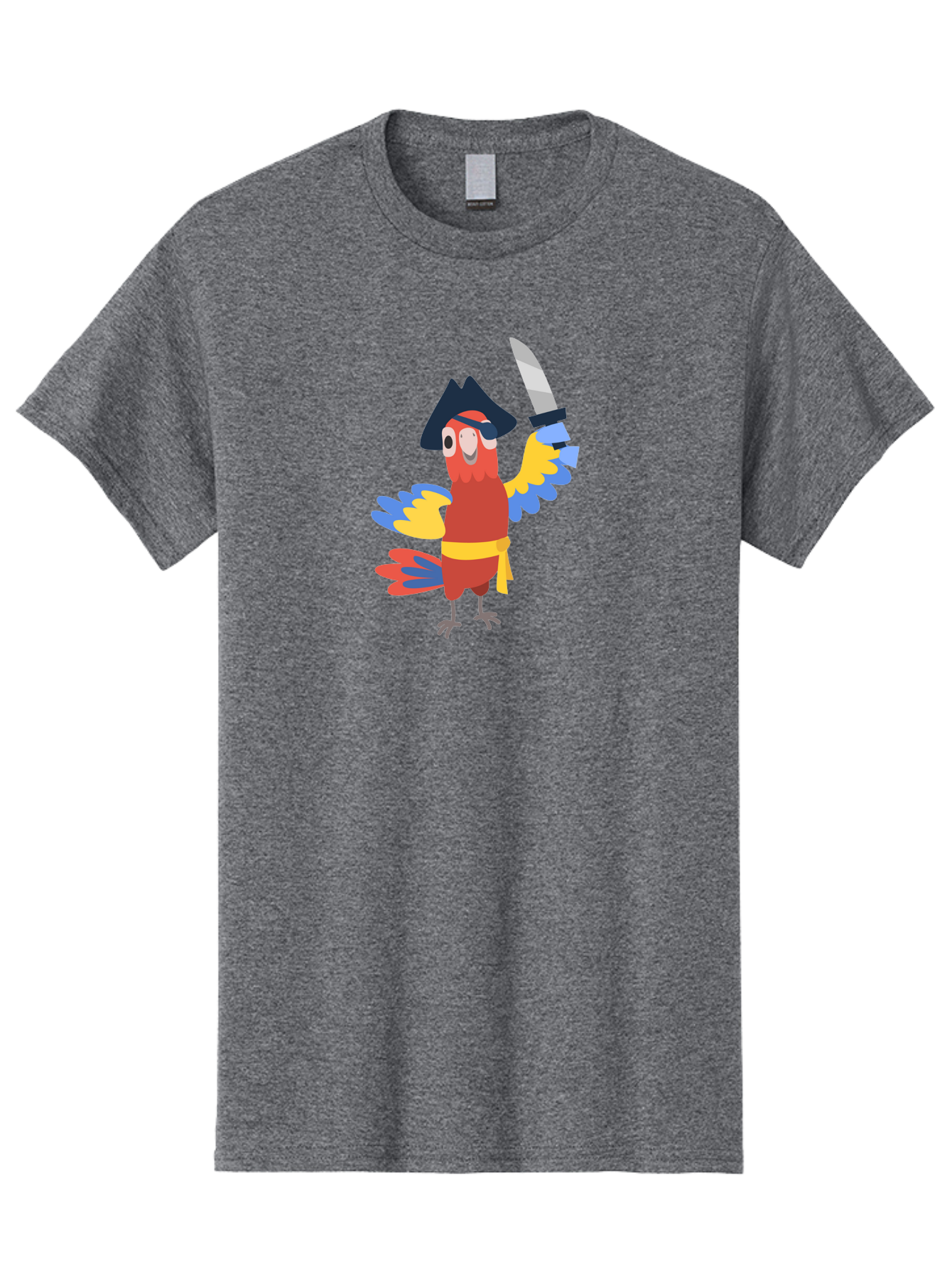 Pirate-Parrot Men'S Graphic Tee, 100% Cotton, Comfortable Casual Summer Wear, Machine Washable, Colorful Parrot Pirate, Pirate Bird Character, Swashbuckling Parrot, Pirate Hat, Pirate Sword, Cartoon Parrot, Pirate Costume, Red Parrot, Aab876