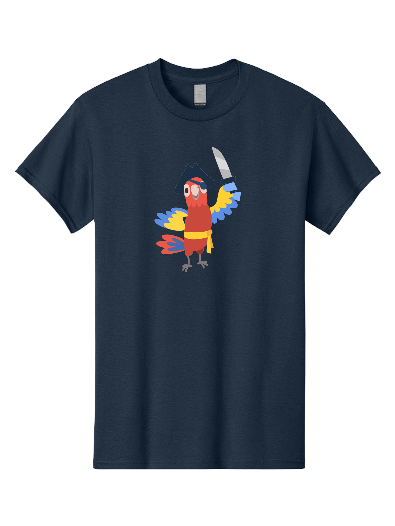 Pirate-Parrot Men'S Graphic Tee, 100% Cotton, Comfortable Casual Summer Wear, Machine Washable, Colorful Parrot Pirate, Pirate Bird Character, Swashbuckling Parrot, Pirate Hat, Pirate Sword, Cartoon Parrot, Pirate Costume, Red Parrot, Aab876