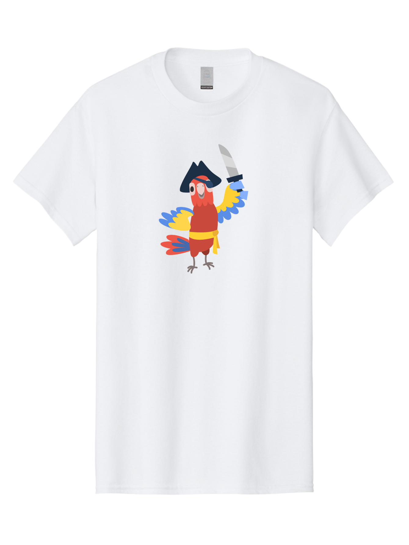 Pirate-Parrot Men'S Graphic Tee, 100% Cotton, Comfortable Casual Summer Wear, Machine Washable, Colorful Parrot Pirate, Pirate Bird Character, Swashbuckling Parrot, Pirate Hat, Pirate Sword, Cartoon Parrot, Pirate Costume, Red Parrot, Aab876
