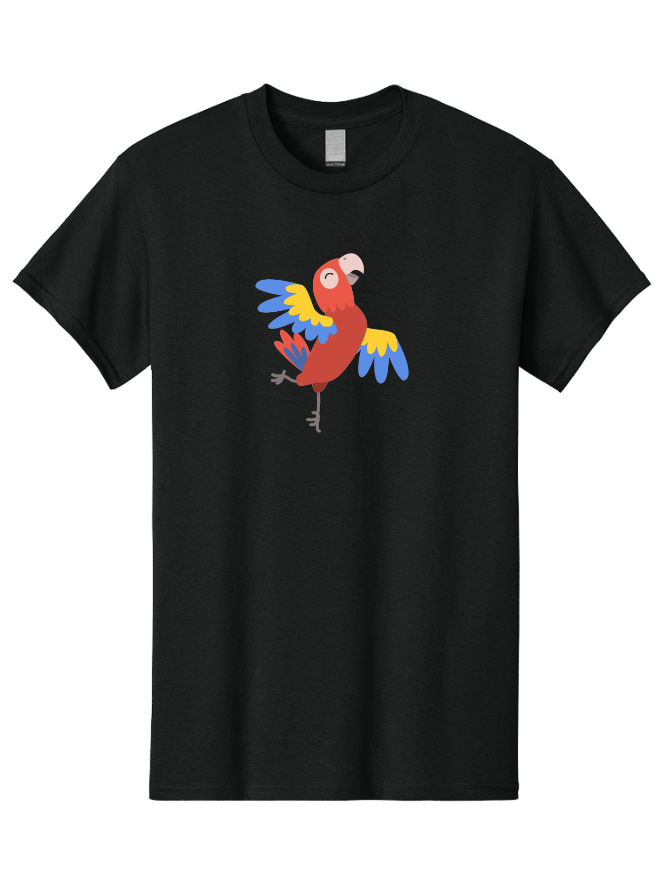 Red-Parrot-1 Men'S Graphic Tee, 100% Cotton, Comfortable Casual Summer Wear, Machine Washable, Vibrant Parrot, Colorful Bird, Tropical Animal, Red Plumage, Blue And Yellow Wings, Cartoon Character, Exotic Bird, Playful Stance, Aab877