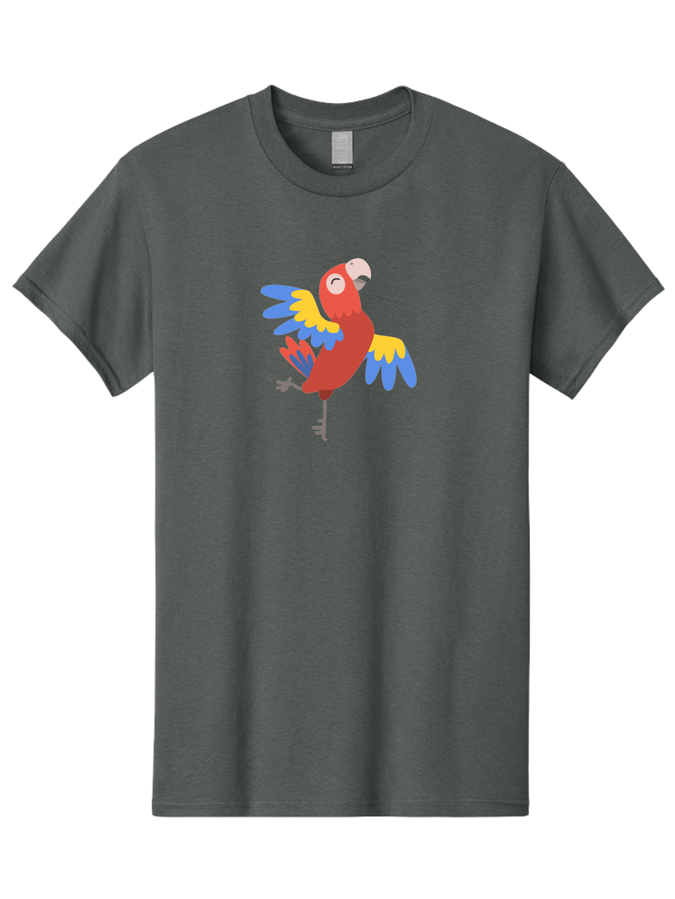Red-Parrot-1 Men'S Graphic Tee, 100% Cotton, Comfortable Casual Summer Wear, Machine Washable, Vibrant Parrot, Colorful Bird, Tropical Animal, Red Plumage, Blue And Yellow Wings, Cartoon Character, Exotic Bird, Playful Stance, Aab877