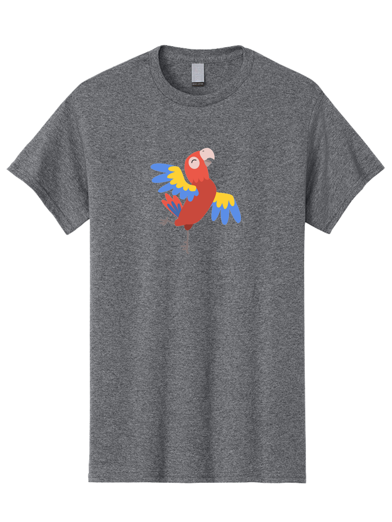 Red-Parrot-1 Men'S Graphic Tee, 100% Cotton, Comfortable Casual Summer Wear, Machine Washable, Vibrant Parrot, Colorful Bird, Tropical Animal, Red Plumage, Blue And Yellow Wings, Cartoon Character, Exotic Bird, Playful Stance, Aab877