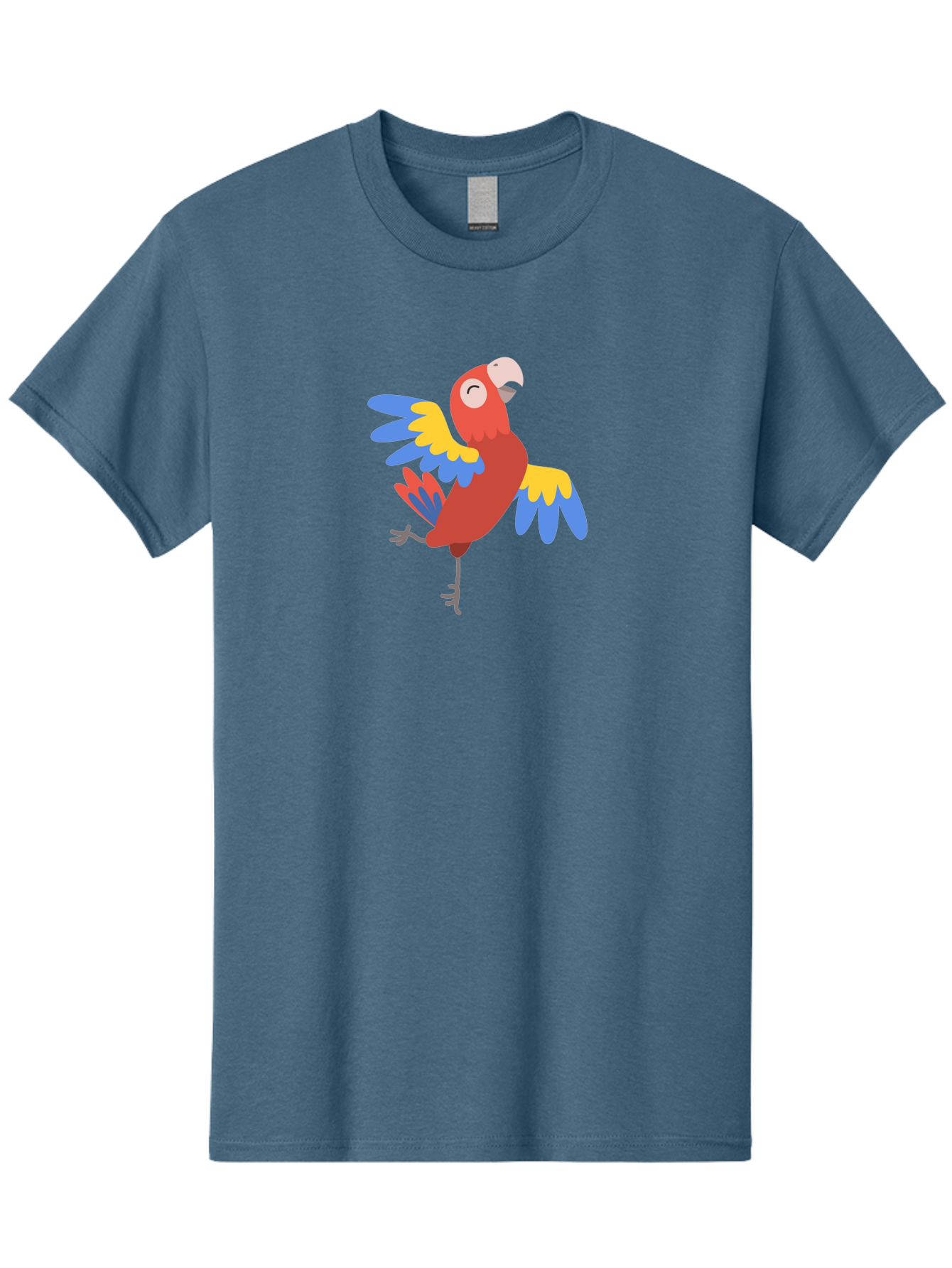 Red-Parrot-1 Men'S Graphic Tee, 100% Cotton, Comfortable Casual Summer Wear, Machine Washable, Vibrant Parrot, Colorful Bird, Tropical Animal, Red Plumage, Blue And Yellow Wings, Cartoon Character, Exotic Bird, Playful Stance, Aab877