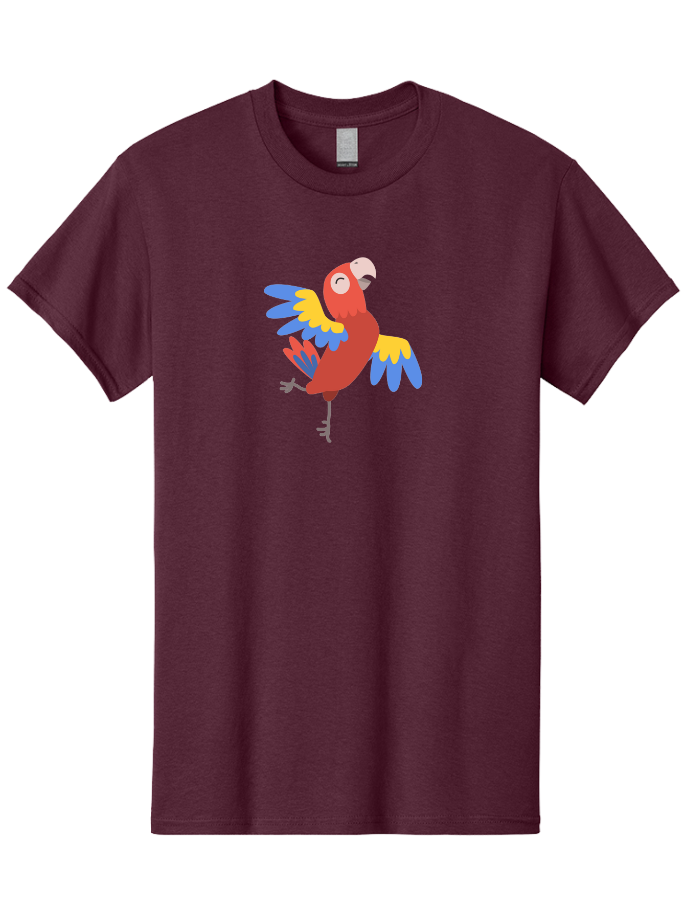 Red-Parrot-1 Men'S Graphic Tee, 100% Cotton, Comfortable Casual Summer Wear, Machine Washable, Vibrant Parrot, Colorful Bird, Tropical Animal, Red Plumage, Blue And Yellow Wings, Cartoon Character, Exotic Bird, Playful Stance, Aab877
