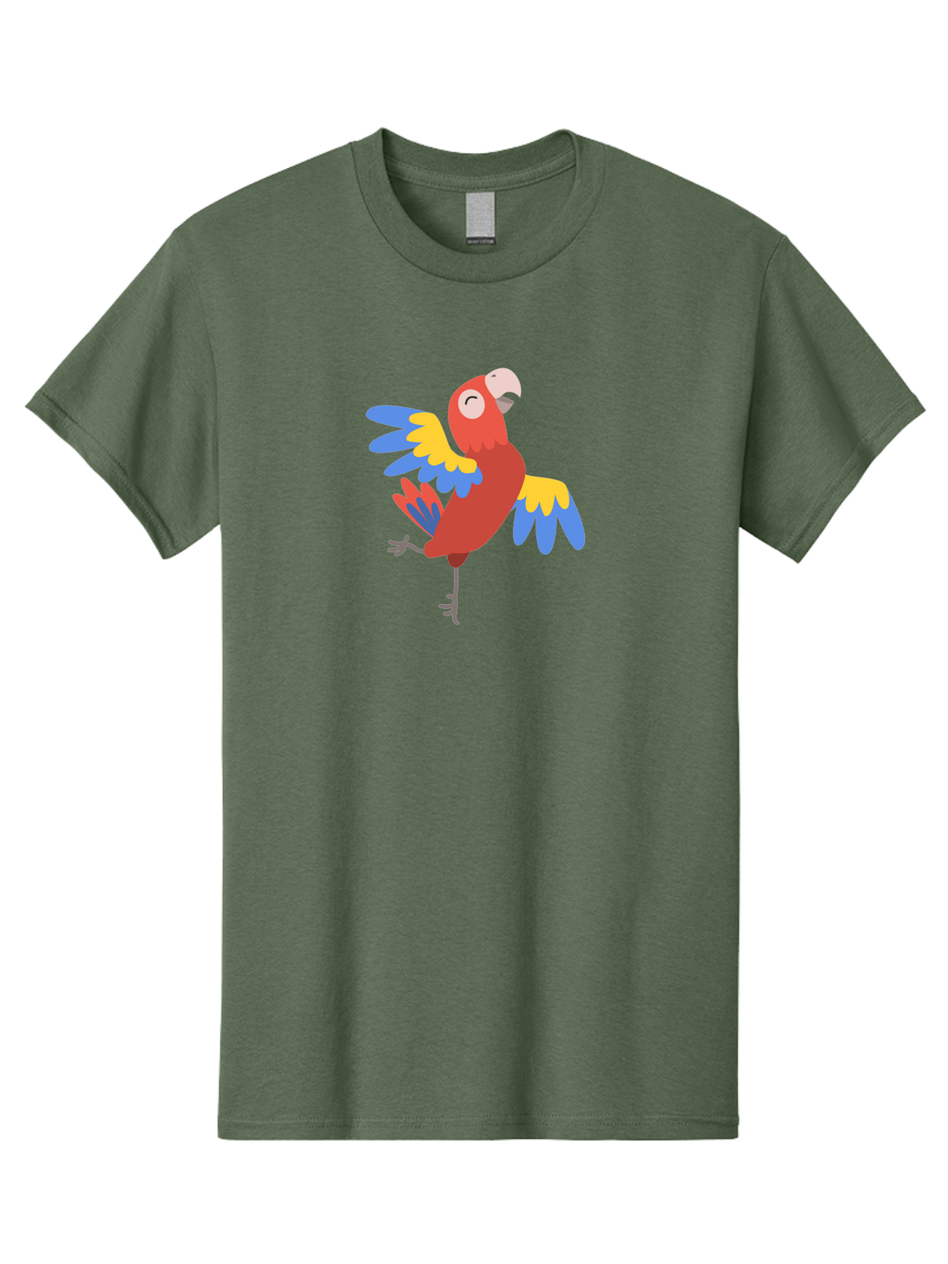 Red-Parrot-1 Men'S Graphic Tee, 100% Cotton, Comfortable Casual Summer Wear, Machine Washable, Vibrant Parrot, Colorful Bird, Tropical Animal, Red Plumage, Blue And Yellow Wings, Cartoon Character, Exotic Bird, Playful Stance, Aab877