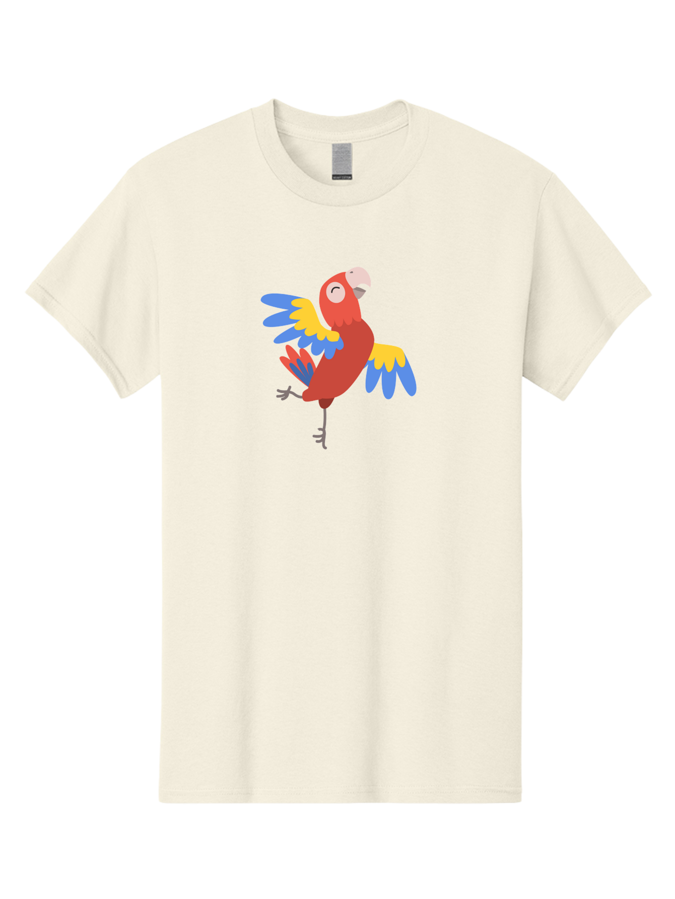 Red-Parrot-1 Men'S Graphic Tee, 100% Cotton, Comfortable Casual Summer Wear, Machine Washable, Vibrant Parrot, Colorful Bird, Tropical Animal, Red Plumage, Blue And Yellow Wings, Cartoon Character, Exotic Bird, Playful Stance, Aab877