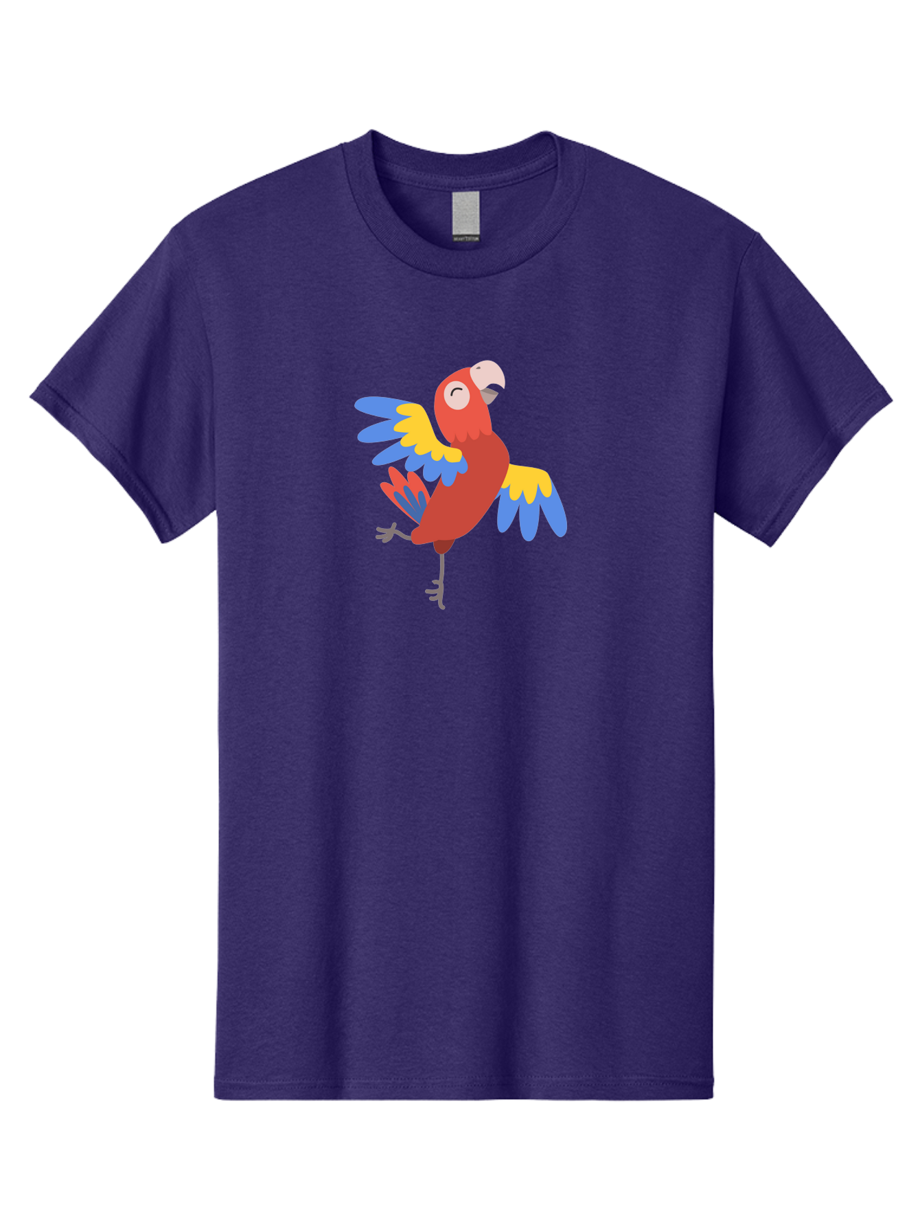 Red-Parrot-1 Men'S Graphic Tee, 100% Cotton, Comfortable Casual Summer Wear, Machine Washable, Vibrant Parrot, Colorful Bird, Tropical Animal, Red Plumage, Blue And Yellow Wings, Cartoon Character, Exotic Bird, Playful Stance, Aab877