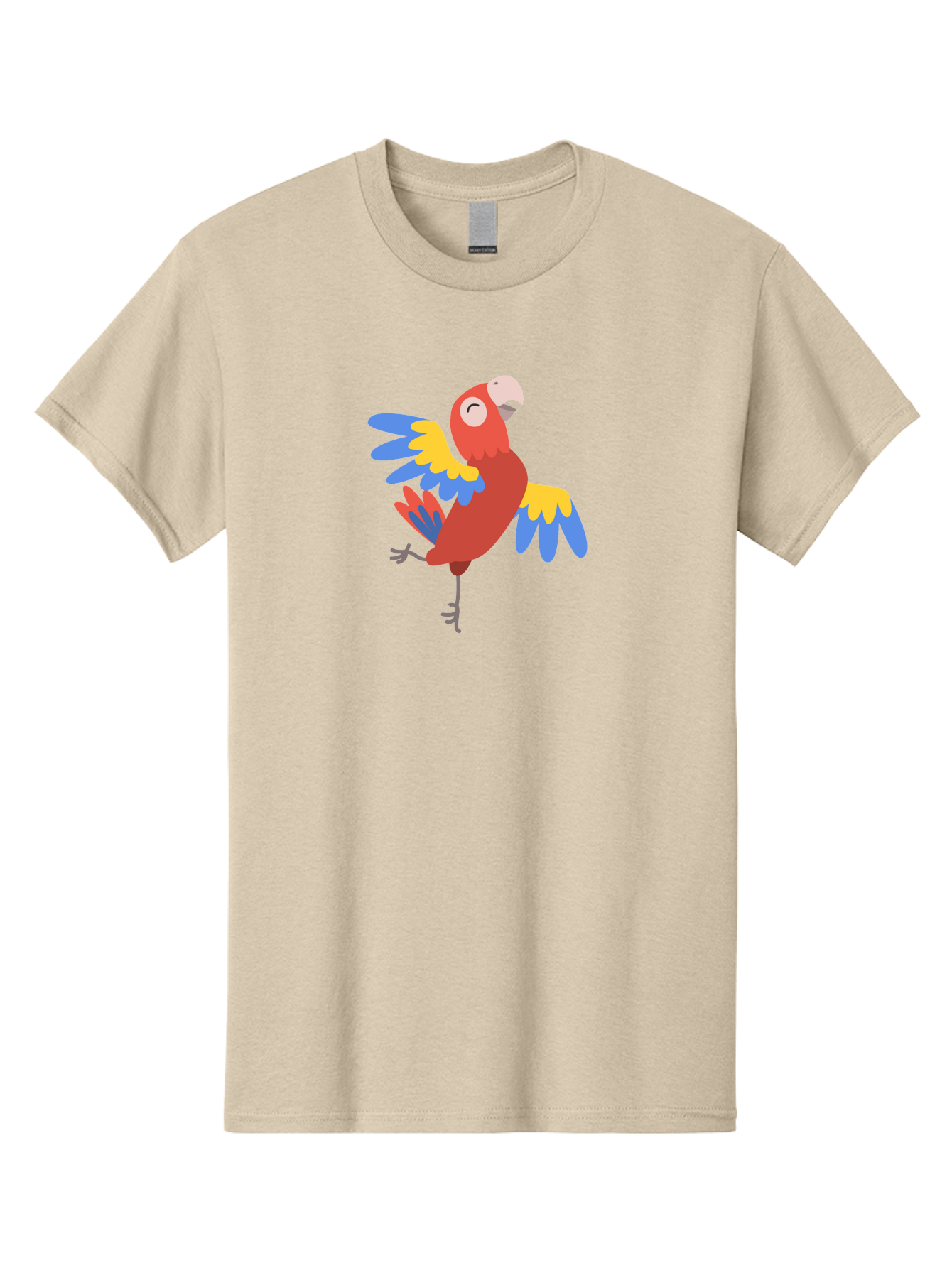Red-Parrot-1 Men'S Graphic Tee, 100% Cotton, Comfortable Casual Summer Wear, Machine Washable, Vibrant Parrot, Colorful Bird, Tropical Animal, Red Plumage, Blue And Yellow Wings, Cartoon Character, Exotic Bird, Playful Stance, Aab877