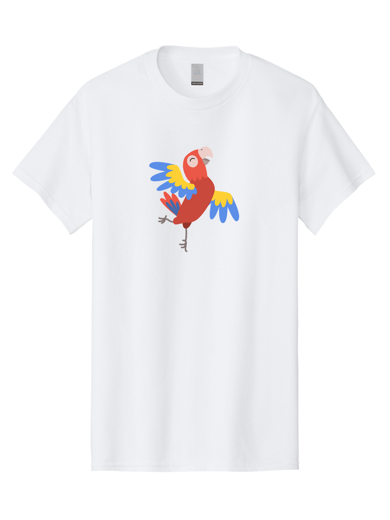 Red-Parrot-1 Men'S Graphic Tee, 100% Cotton, Comfortable Casual Summer Wear, Machine Washable, Vibrant Parrot, Colorful Bird, Tropical Animal, Red Plumage, Blue And Yellow Wings, Cartoon Character, Exotic Bird, Playful Stance, Aab877