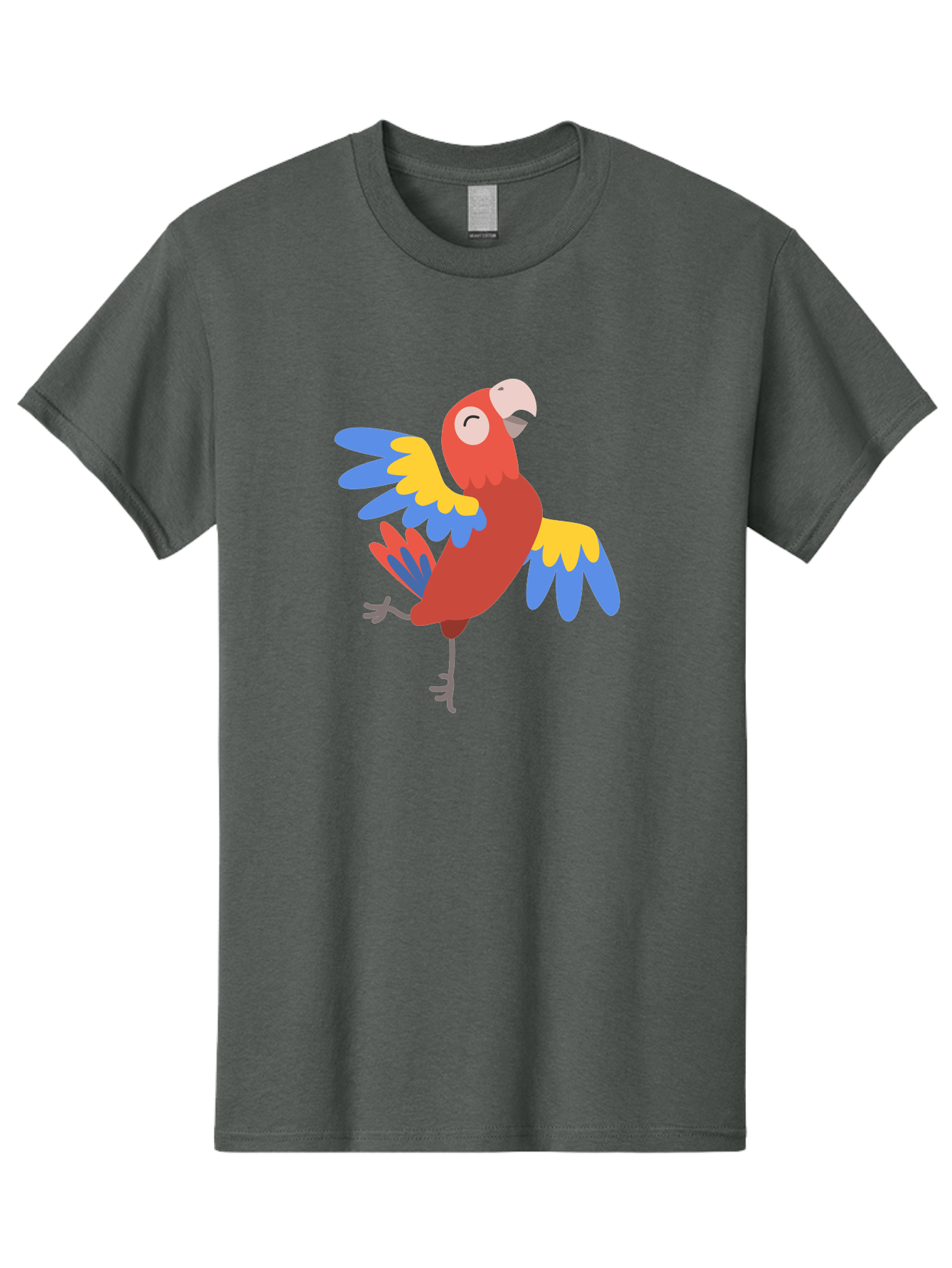 Red-Parrot-2 Men'S Graphic Tee, 100% Cotton, Comfortable Casual Summer Wear, Machine Washable, Colorful Parrot, Vibrant Red, Blue And Yellow Feathers, Tropical Bird, Cartoon Character, Playful Illustration, Exotic Animal, Bird Species Aab878