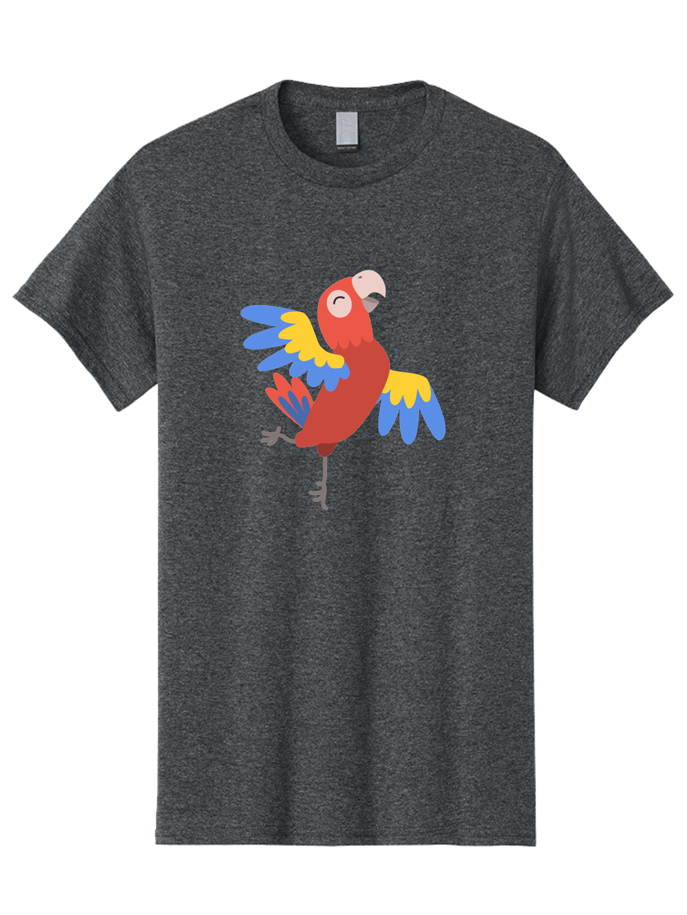 Red-Parrot-2 Men'S Graphic Tee, 100% Cotton, Comfortable Casual Summer Wear, Machine Washable, Colorful Parrot, Vibrant Red, Blue And Yellow Feathers, Tropical Bird, Cartoon Character, Playful Illustration, Exotic Animal, Bird Species Aab878