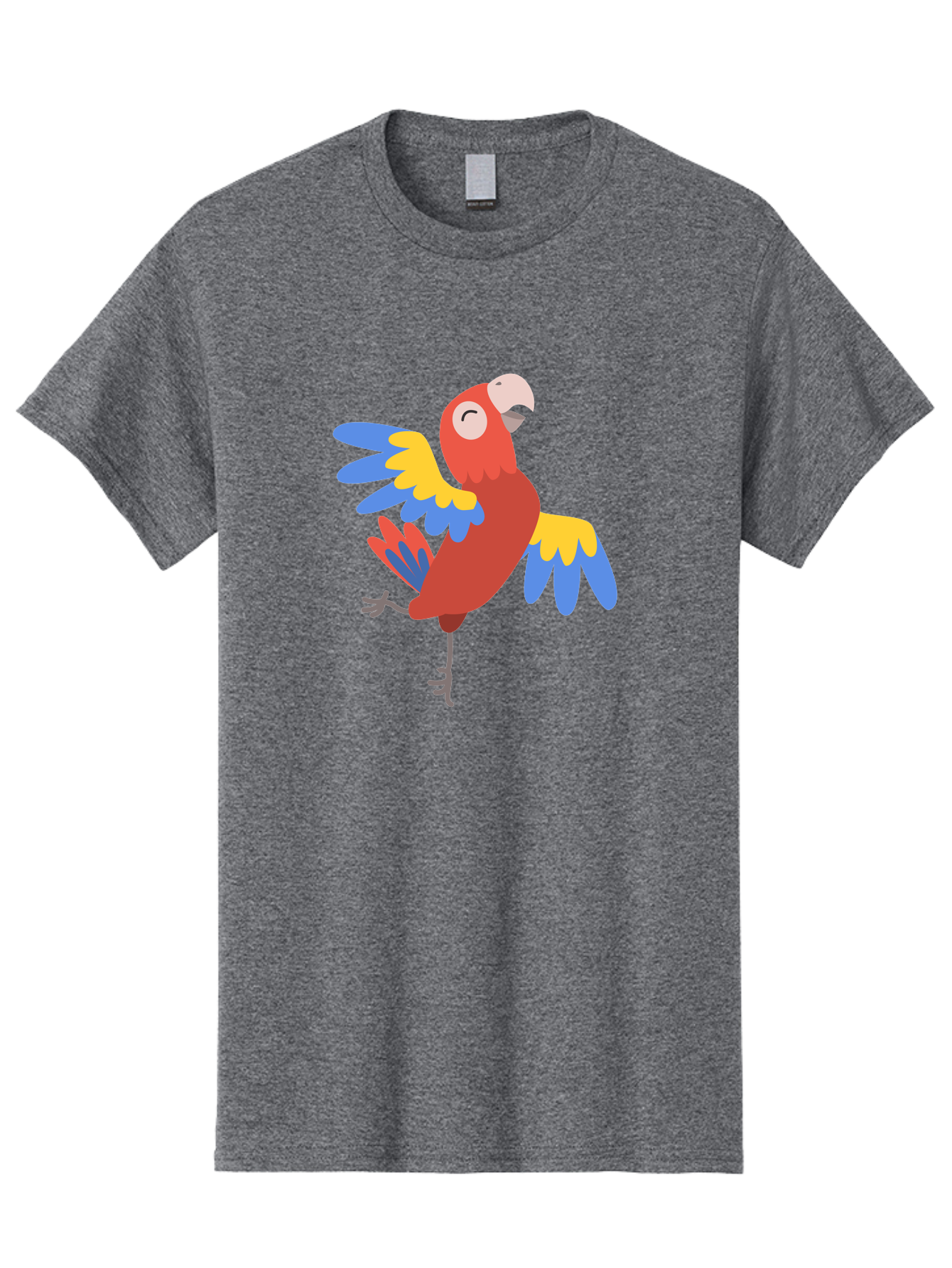 Red-Parrot-2 Men'S Graphic Tee, 100% Cotton, Comfortable Casual Summer Wear, Machine Washable, Colorful Parrot, Vibrant Red, Blue And Yellow Feathers, Tropical Bird, Cartoon Character, Playful Illustration, Exotic Animal, Bird Species Aab878