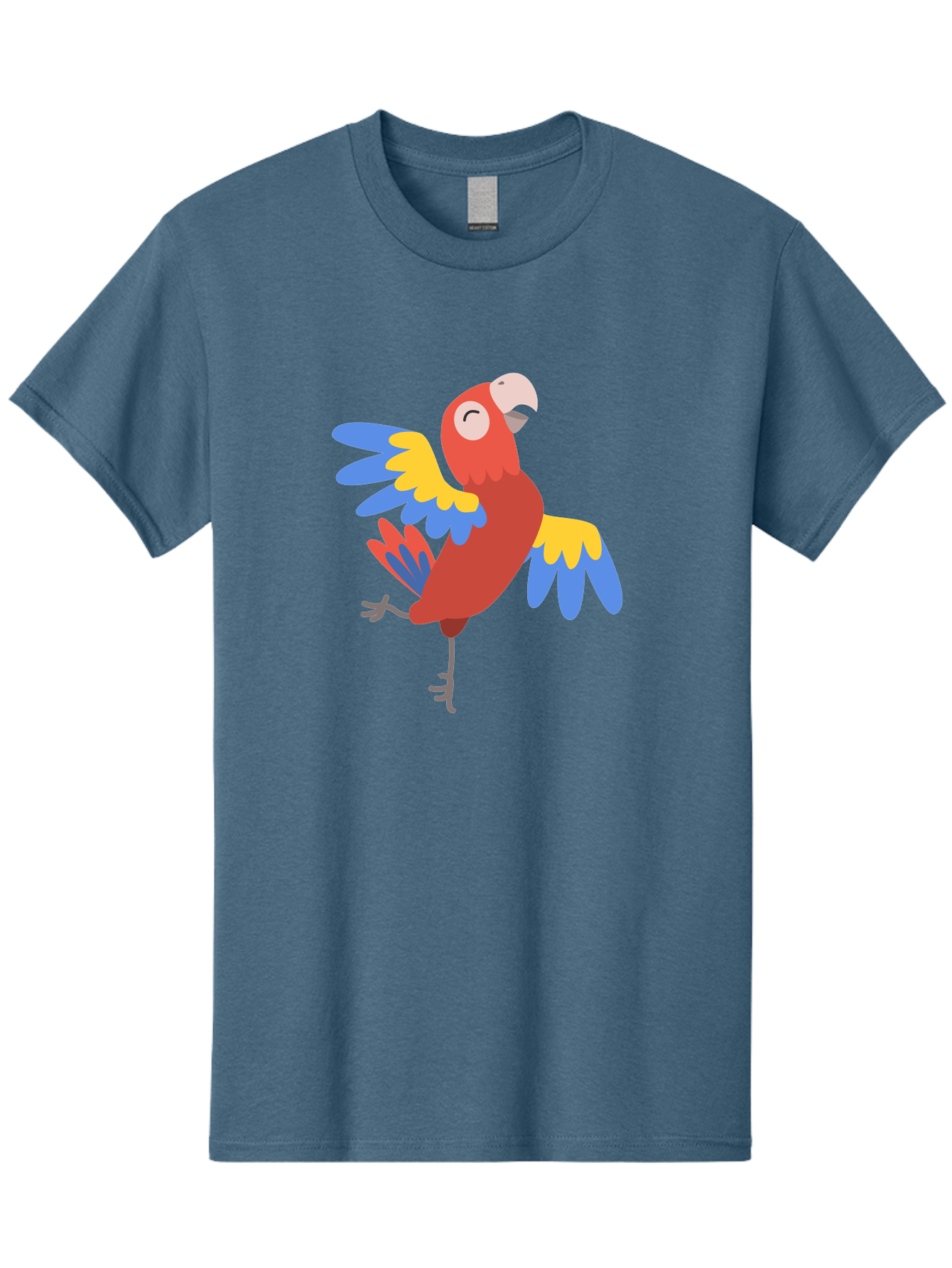 Red-Parrot-2 Men'S Graphic Tee, 100% Cotton, Comfortable Casual Summer Wear, Machine Washable, Colorful Parrot, Vibrant Red, Blue And Yellow Feathers, Tropical Bird, Cartoon Character, Playful Illustration, Exotic Animal, Bird Species Aab878