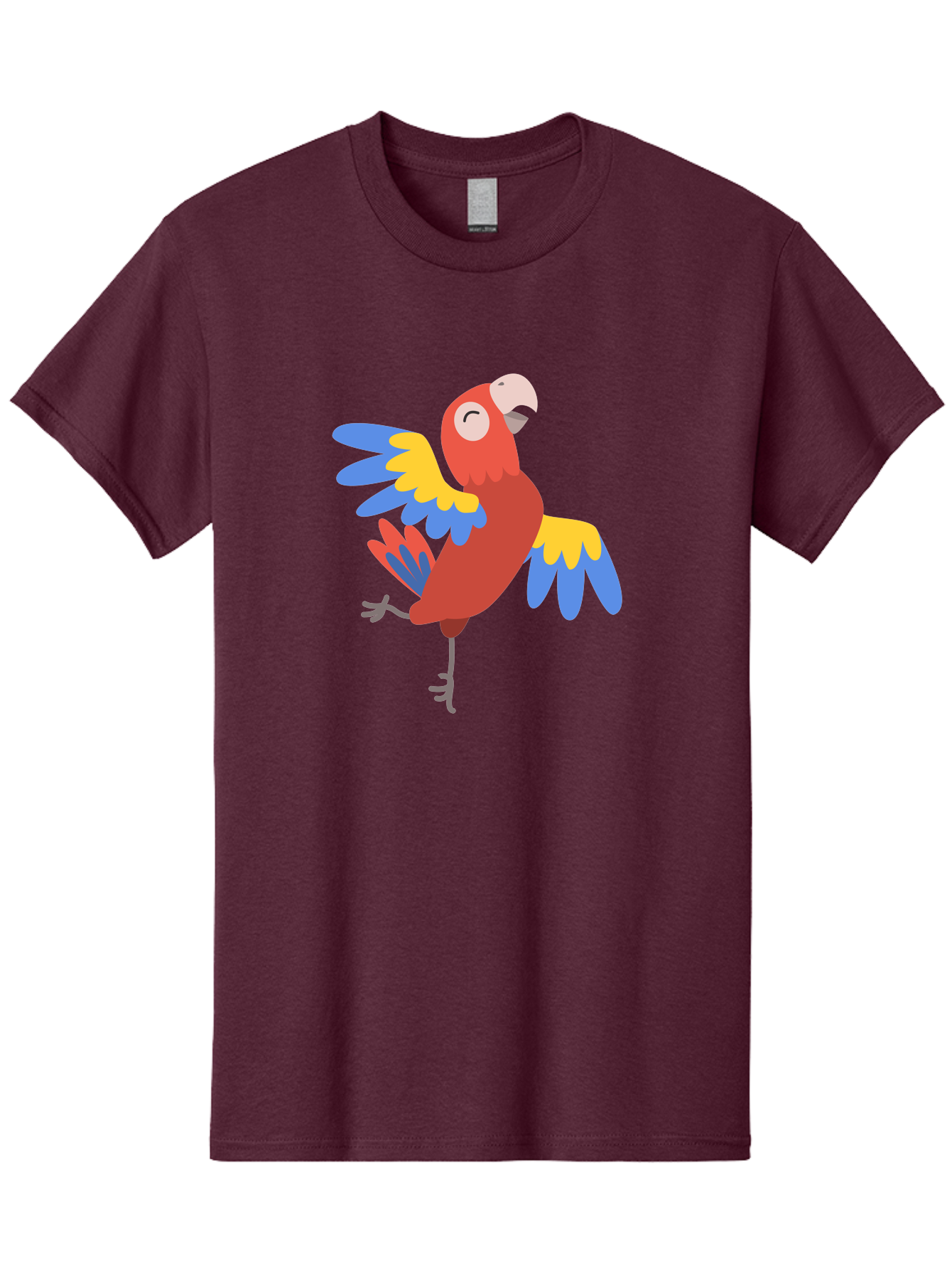 Red-Parrot-2 Men'S Graphic Tee, 100% Cotton, Comfortable Casual Summer Wear, Machine Washable, Colorful Parrot, Vibrant Red, Blue And Yellow Feathers, Tropical Bird, Cartoon Character, Playful Illustration, Exotic Animal, Bird Species Aab878