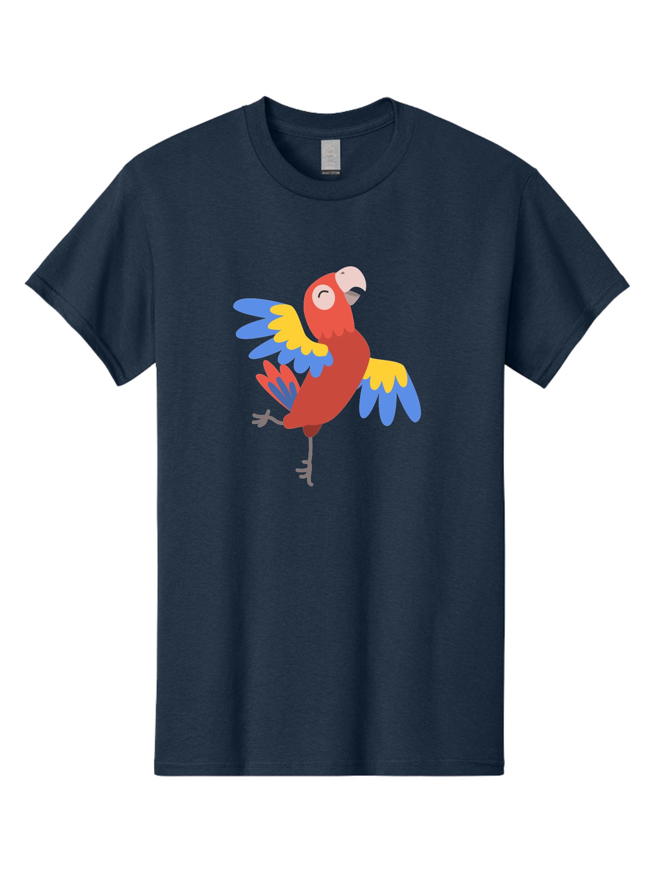 Red-Parrot-2 Men'S Graphic Tee, 100% Cotton, Comfortable Casual Summer Wear, Machine Washable, Colorful Parrot, Vibrant Red, Blue And Yellow Feathers, Tropical Bird, Cartoon Character, Playful Illustration, Exotic Animal, Bird Species Aab878