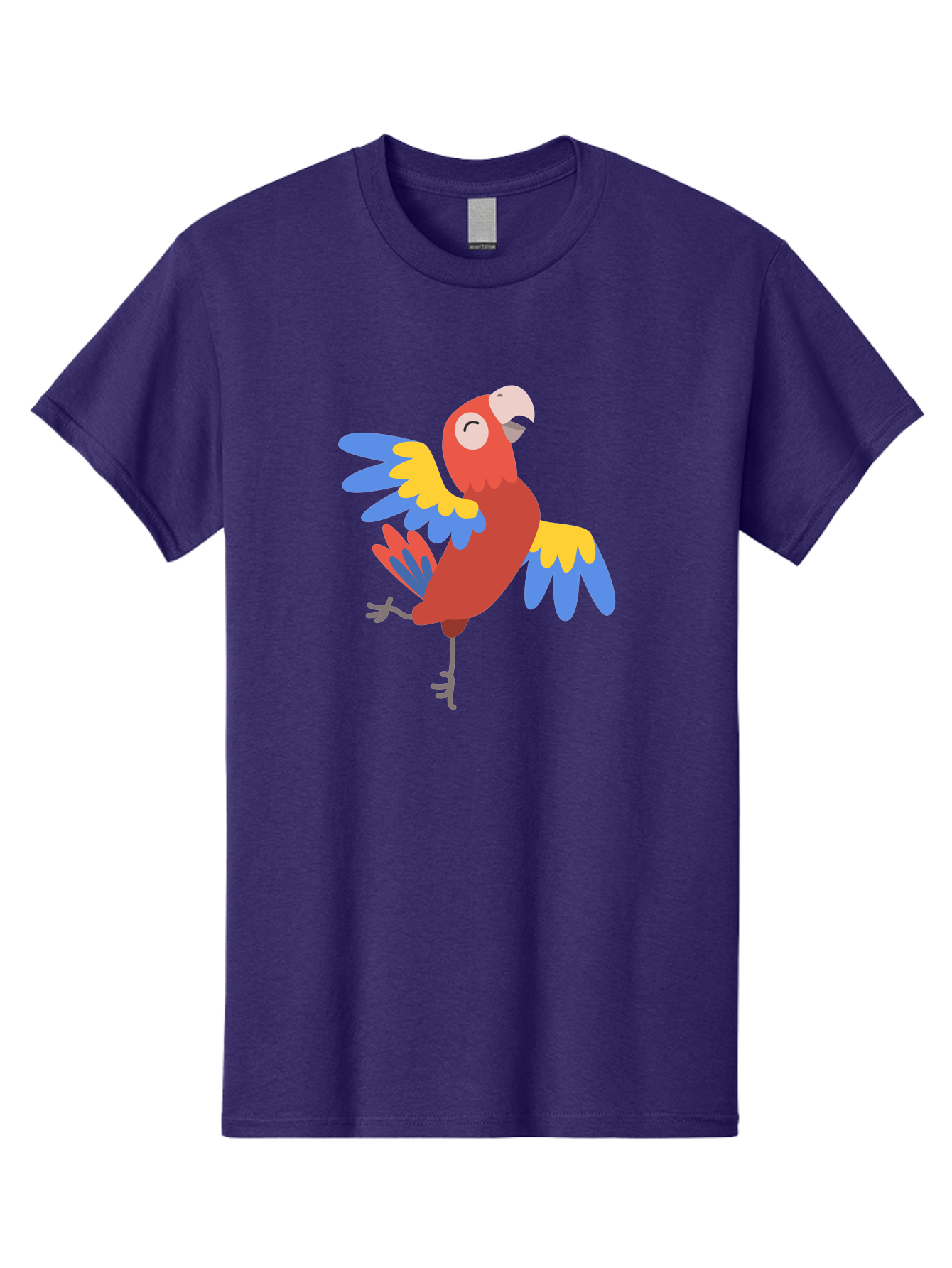 Red-Parrot-2 Men'S Graphic Tee, 100% Cotton, Comfortable Casual Summer Wear, Machine Washable, Colorful Parrot, Vibrant Red, Blue And Yellow Feathers, Tropical Bird, Cartoon Character, Playful Illustration, Exotic Animal, Bird Species Aab878