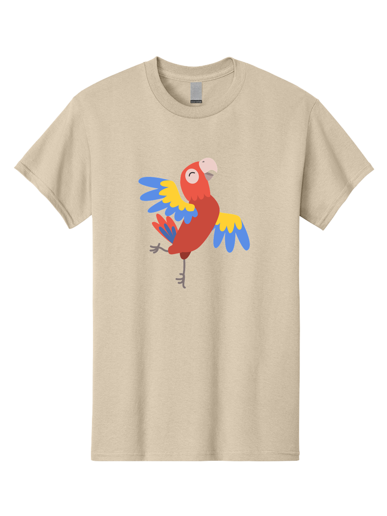 Red-Parrot-2 Men'S Graphic Tee, 100% Cotton, Comfortable Casual Summer Wear, Machine Washable, Colorful Parrot, Vibrant Red, Blue And Yellow Feathers, Tropical Bird, Cartoon Character, Playful Illustration, Exotic Animal, Bird Species Aab878