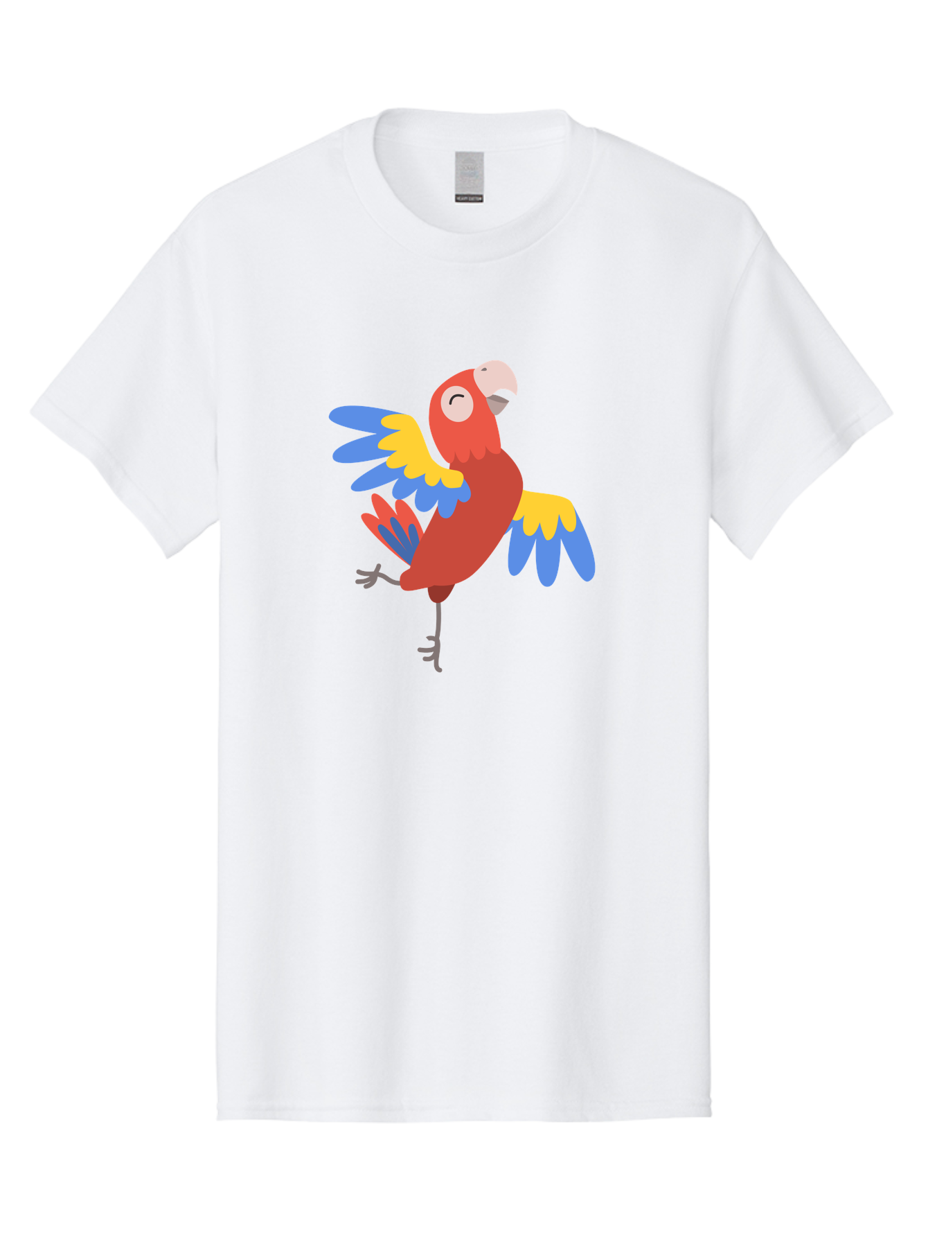 Red-Parrot-2 Men'S Graphic Tee, 100% Cotton, Comfortable Casual Summer Wear, Machine Washable, Colorful Parrot, Vibrant Red, Blue And Yellow Feathers, Tropical Bird, Cartoon Character, Playful Illustration, Exotic Animal, Bird Species Aab878