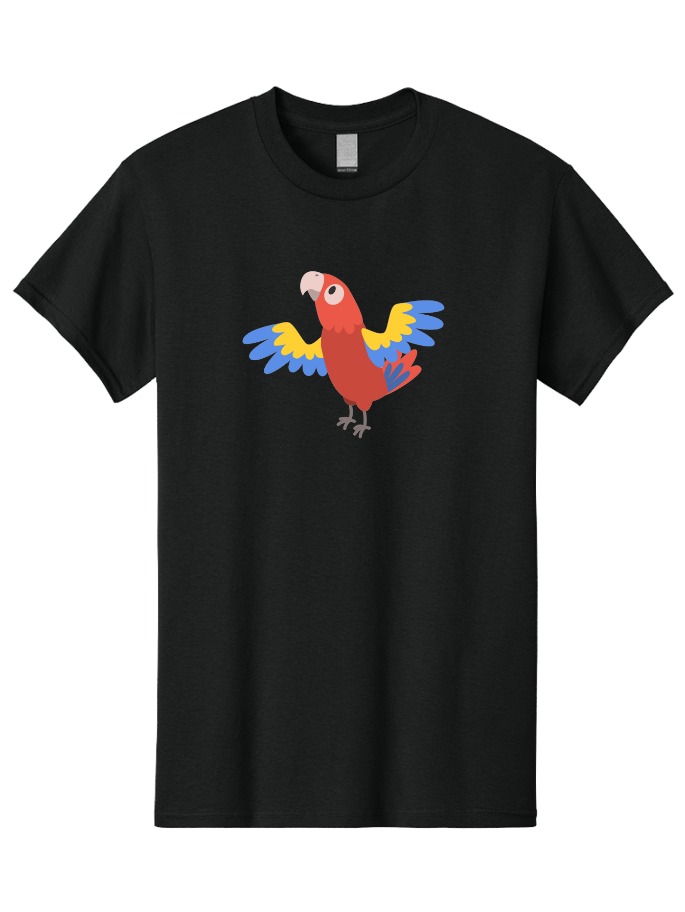 Red-Parrot-3 Men'S Graphic Tee, 100% Cotton, Comfortable Casual Summer Wear, Machine Washable, Vibrant Red Parrot, Colorful Bird, Blue And Yellow Wings, Cartoon Illustration, Playful Parrot, Tropical Bird, Animal Art, Red Feathers, Aab879