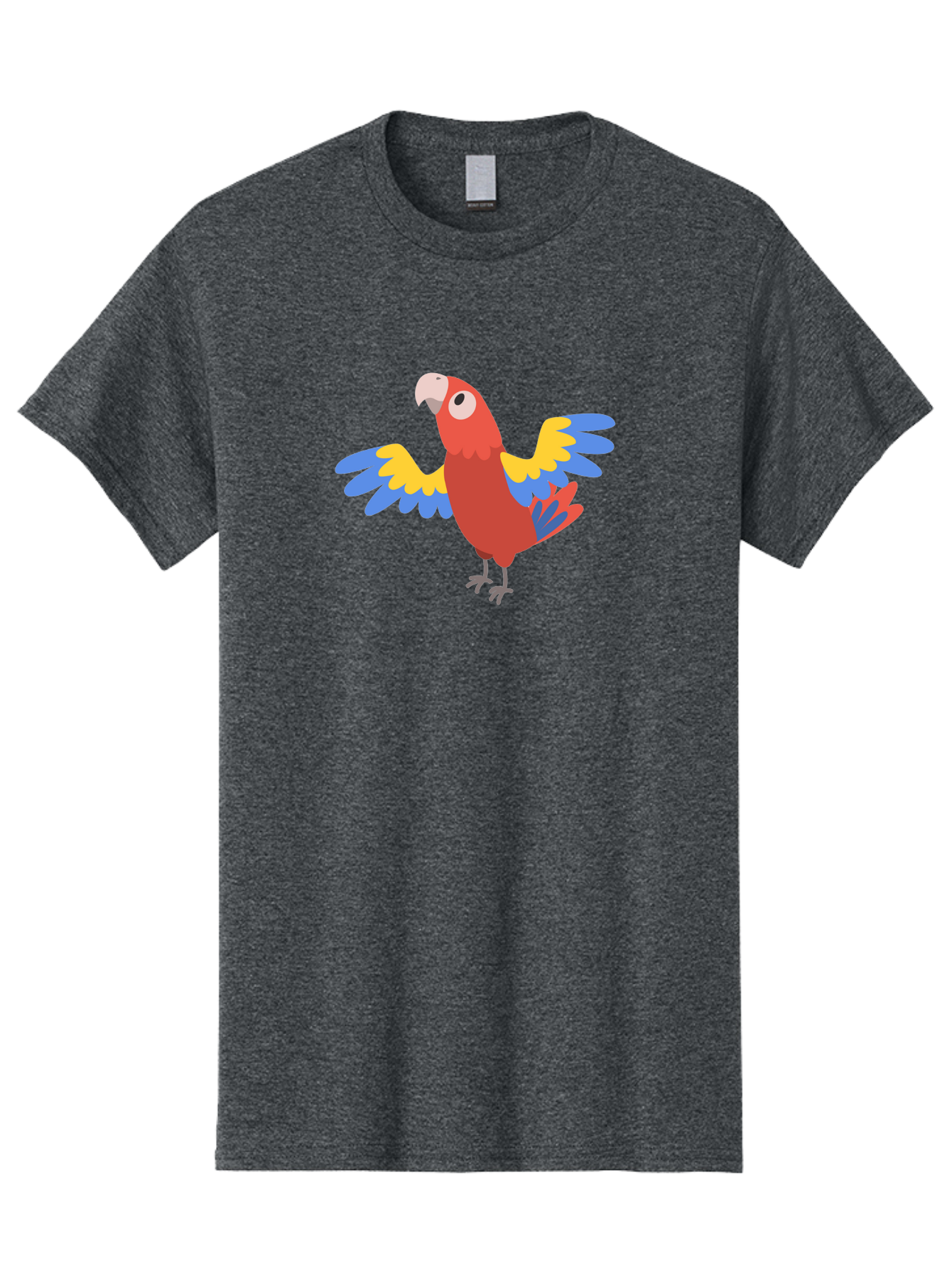 Red-Parrot-3 Men'S Graphic Tee, 100% Cotton, Comfortable Casual Summer Wear, Machine Washable, Vibrant Red Parrot, Colorful Bird, Blue And Yellow Wings, Cartoon Illustration, Playful Parrot, Tropical Bird, Animal Art, Red Feathers, Aab879