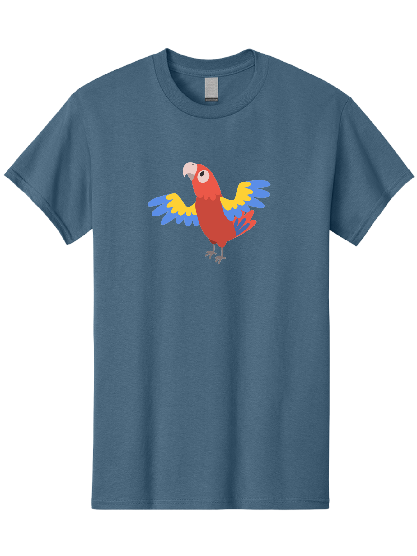 Red-Parrot-3 Men'S Graphic Tee, 100% Cotton, Comfortable Casual Summer Wear, Machine Washable, Vibrant Red Parrot, Colorful Bird, Blue And Yellow Wings, Cartoon Illustration, Playful Parrot, Tropical Bird, Animal Art, Red Feathers, Aab879