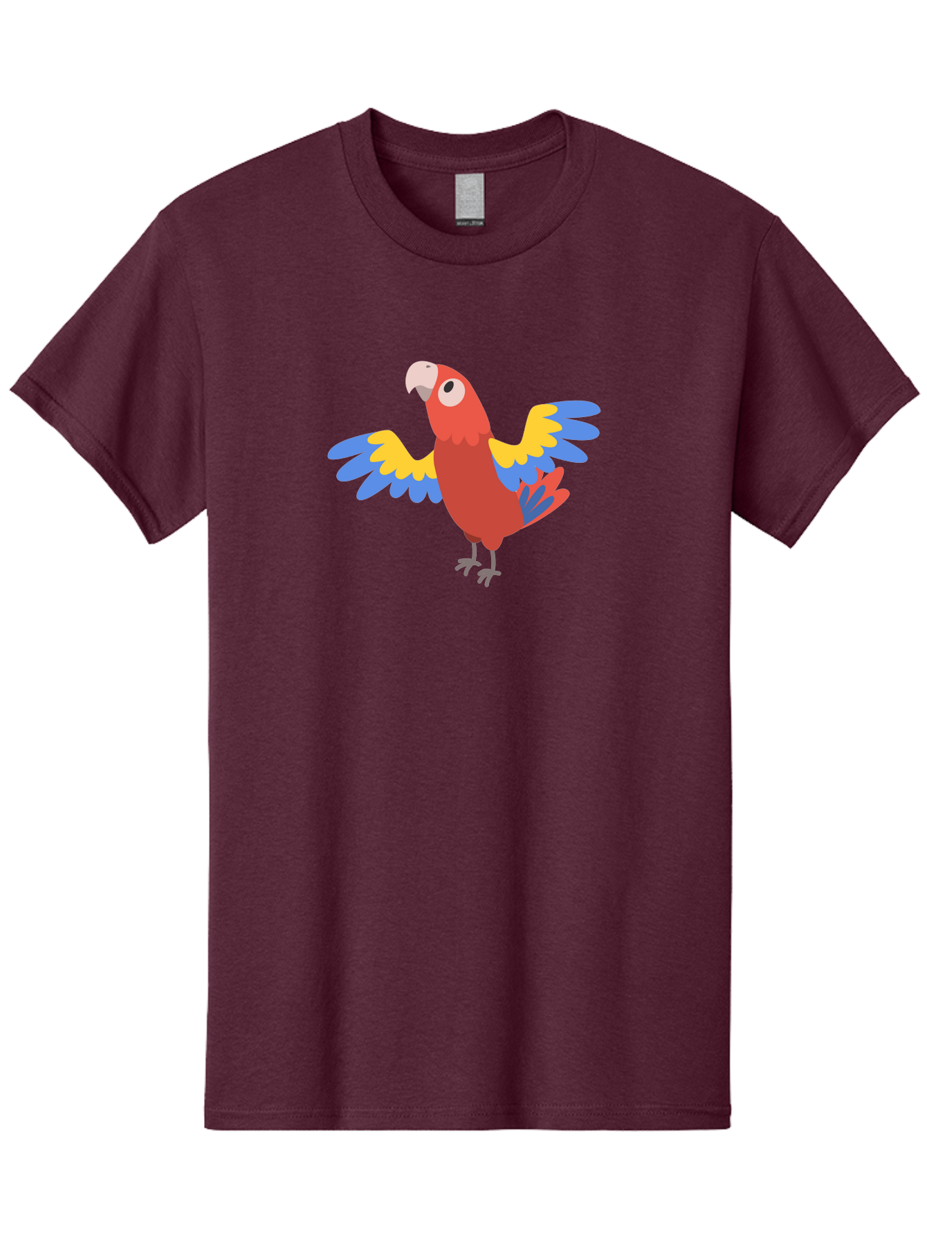 Red-Parrot-3 Men'S Graphic Tee, 100% Cotton, Comfortable Casual Summer Wear, Machine Washable, Vibrant Red Parrot, Colorful Bird, Blue And Yellow Wings, Cartoon Illustration, Playful Parrot, Tropical Bird, Animal Art, Red Feathers, Aab879