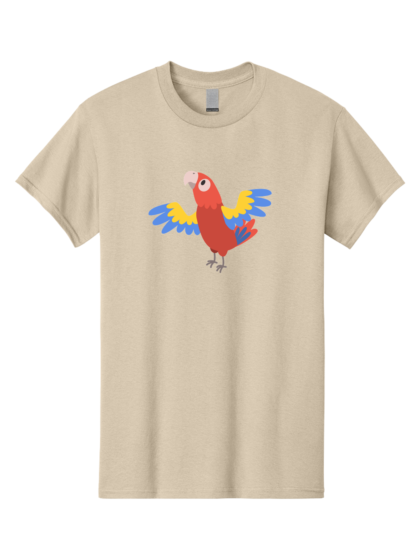 Red-Parrot-3 Men'S Graphic Tee, 100% Cotton, Comfortable Casual Summer Wear, Machine Washable, Vibrant Red Parrot, Colorful Bird, Blue And Yellow Wings, Cartoon Illustration, Playful Parrot, Tropical Bird, Animal Art, Red Feathers, Aab879