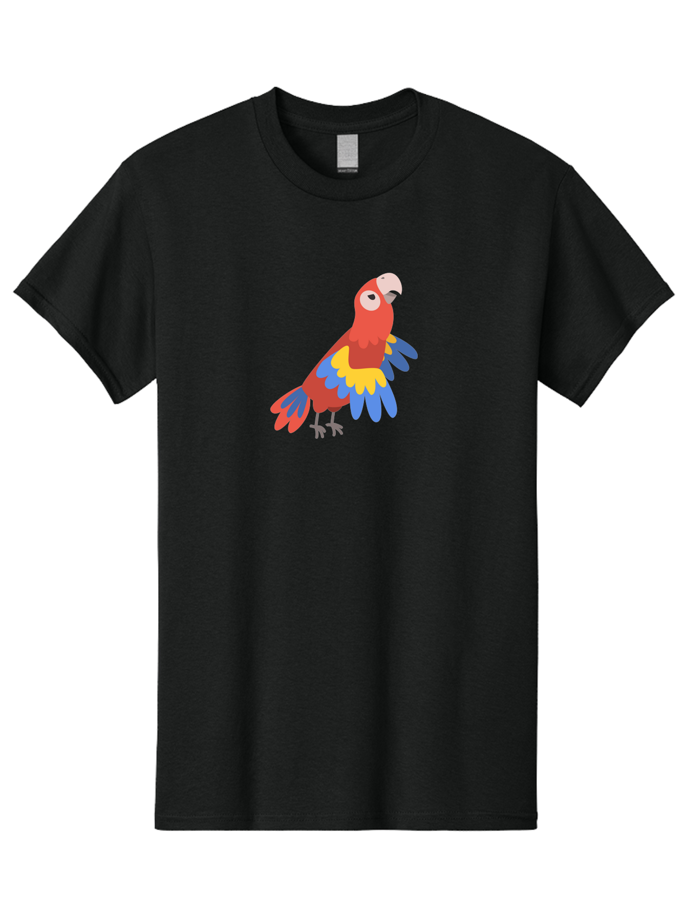 Red-Parrot-4 Men'S Graphic Tee, 100% Cotton, Comfortable Casual Summer Wear, Machine Washable, Colorful Parrot, Vibrant Red, Blue And Yellow Feathers, Cartoon Bird, Tropical Wildlife, Exotic Pet, Playful Creature, Fun Illustration Aab880
