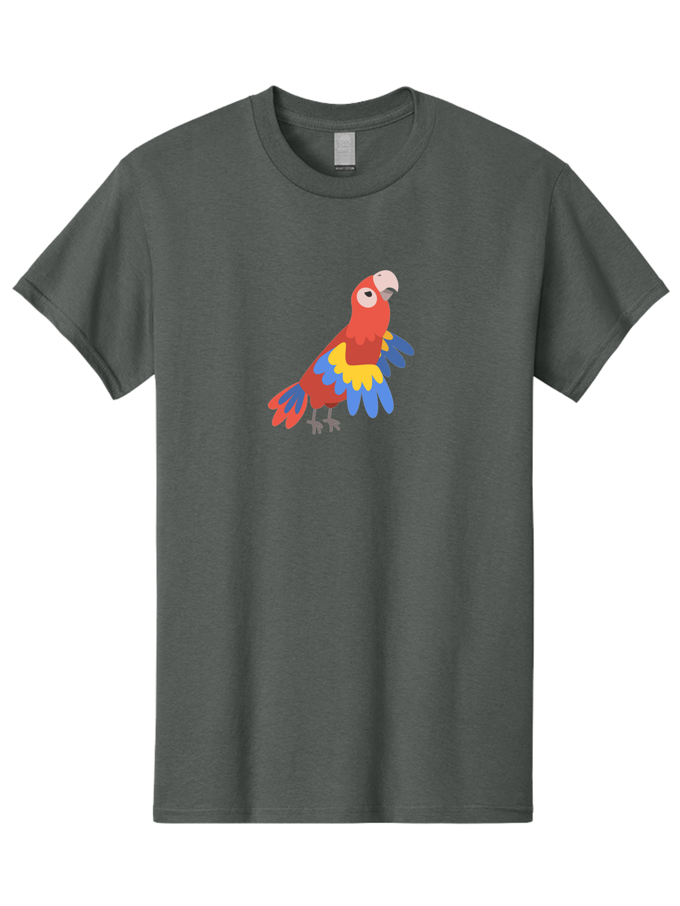 Red-Parrot-4 Men'S Graphic Tee, 100% Cotton, Comfortable Casual Summer Wear, Machine Washable, Colorful Parrot, Vibrant Red, Blue And Yellow Feathers, Cartoon Bird, Tropical Wildlife, Exotic Pet, Playful Creature, Fun Illustration Aab880