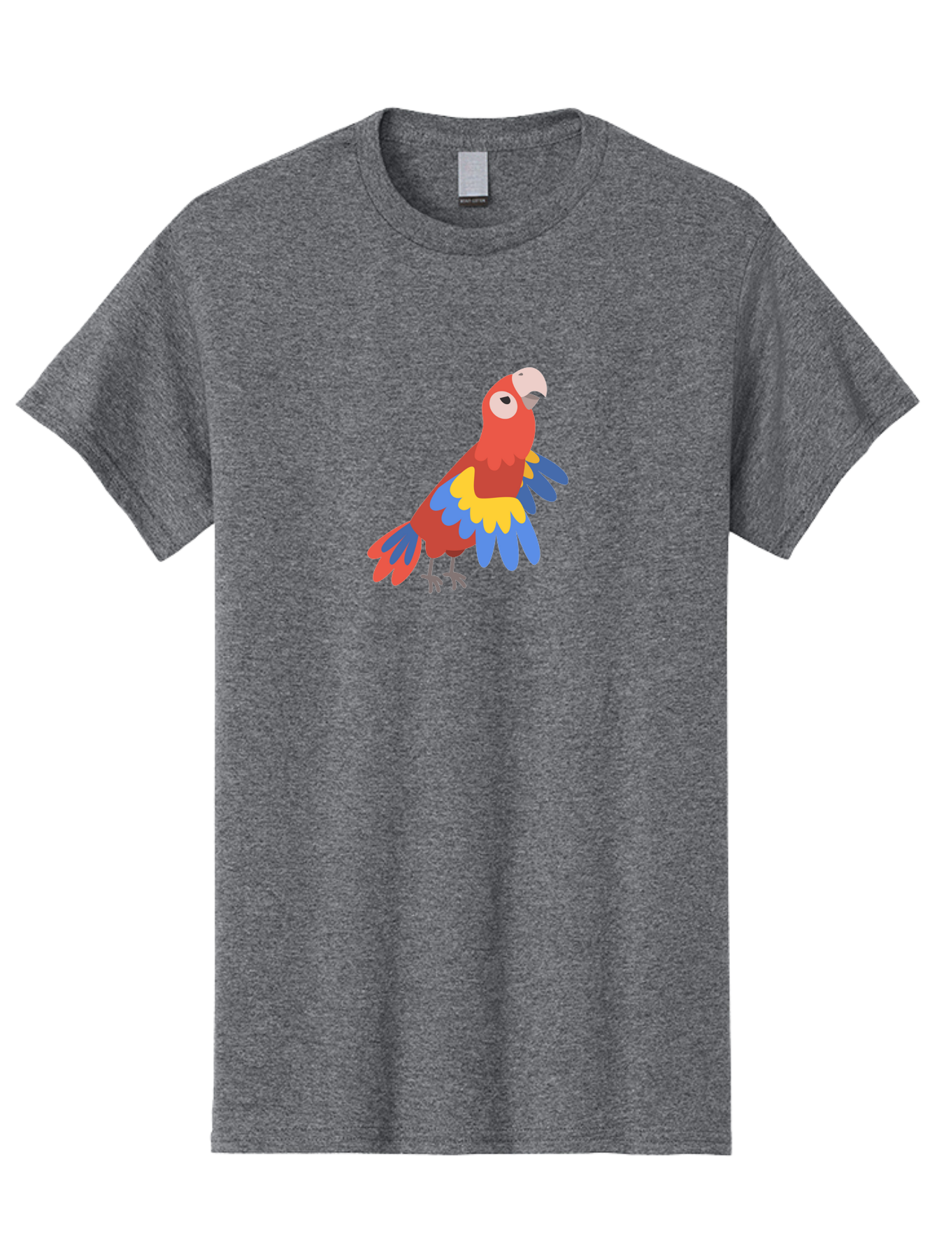 Red-Parrot-4 Men'S Graphic Tee, 100% Cotton, Comfortable Casual Summer Wear, Machine Washable, Colorful Parrot, Vibrant Red, Blue And Yellow Feathers, Cartoon Bird, Tropical Wildlife, Exotic Pet, Playful Creature, Fun Illustration Aab880