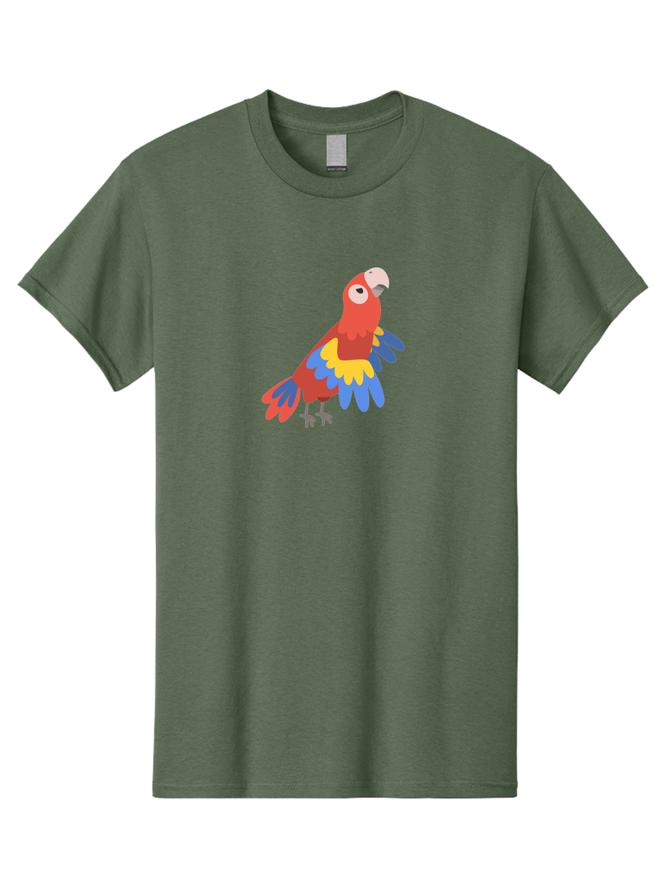 Red-Parrot-4 Men'S Graphic Tee, 100% Cotton, Comfortable Casual Summer Wear, Machine Washable, Colorful Parrot, Vibrant Red, Blue And Yellow Feathers, Cartoon Bird, Tropical Wildlife, Exotic Pet, Playful Creature, Fun Illustration Aab880