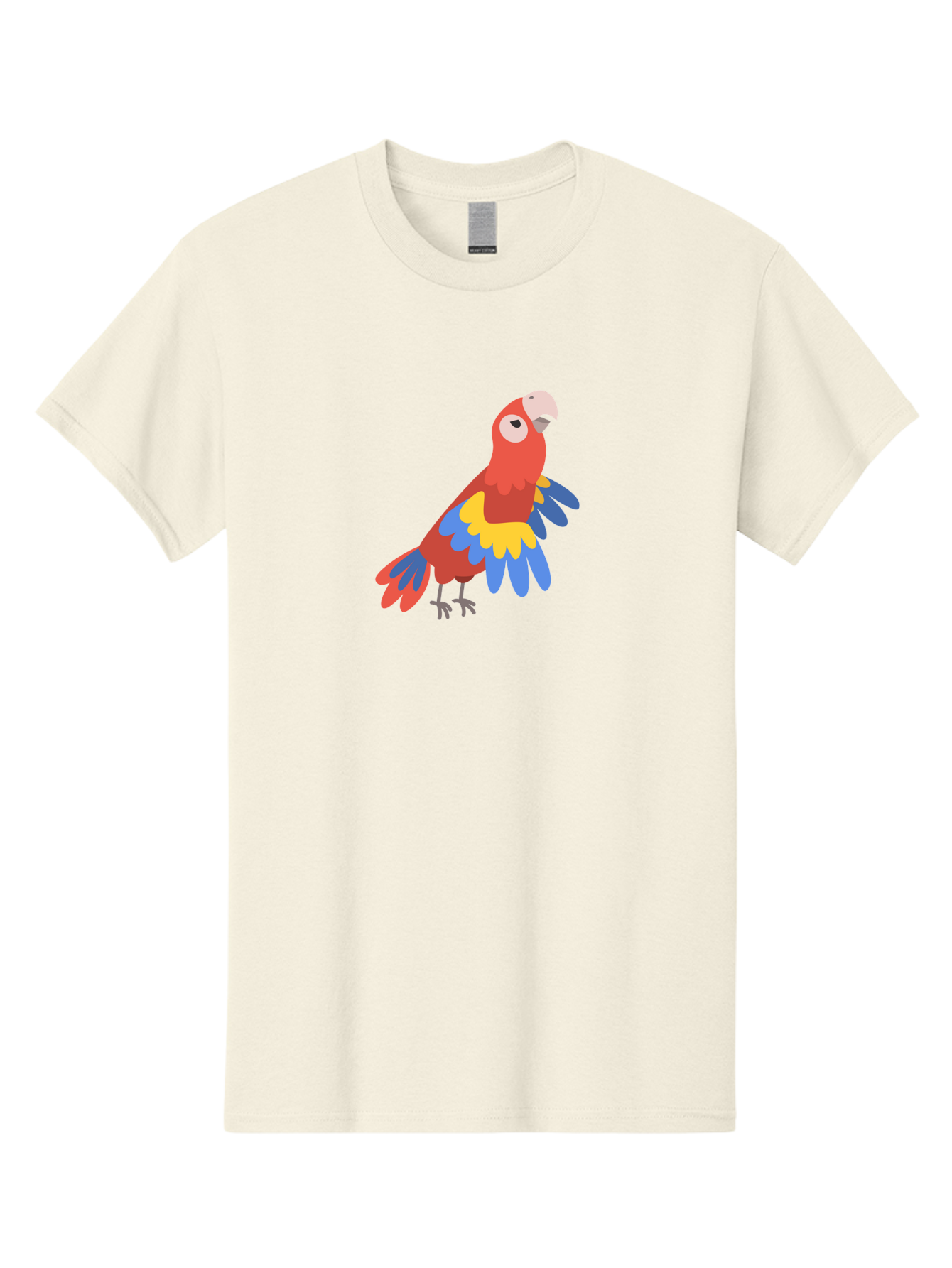 Red-Parrot-4 Men'S Graphic Tee, 100% Cotton, Comfortable Casual Summer Wear, Machine Washable, Colorful Parrot, Vibrant Red, Blue And Yellow Feathers, Cartoon Bird, Tropical Wildlife, Exotic Pet, Playful Creature, Fun Illustration Aab880