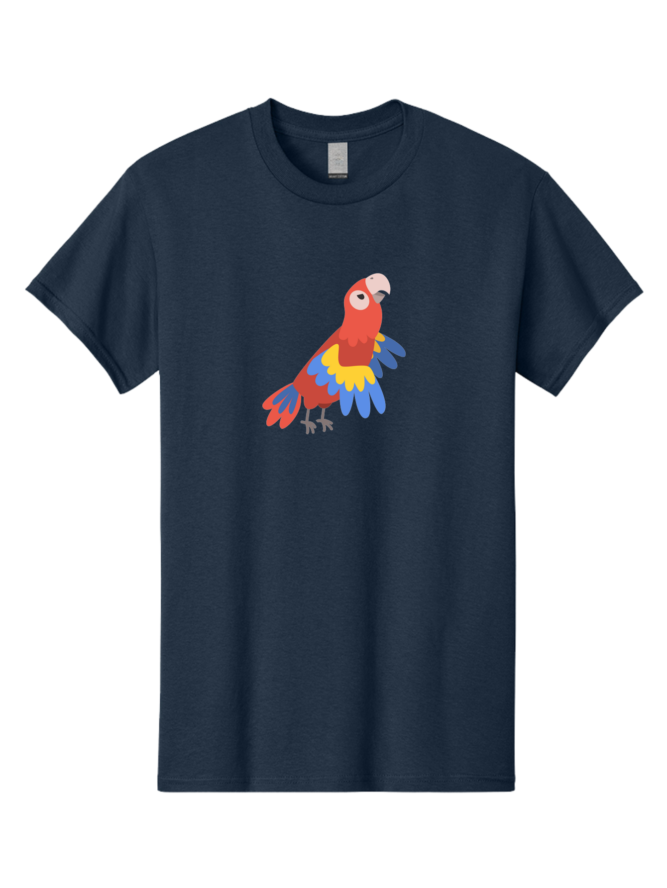 Red-Parrot-4 Men'S Graphic Tee, 100% Cotton, Comfortable Casual Summer Wear, Machine Washable, Colorful Parrot, Vibrant Red, Blue And Yellow Feathers, Cartoon Bird, Tropical Wildlife, Exotic Pet, Playful Creature, Fun Illustration Aab880