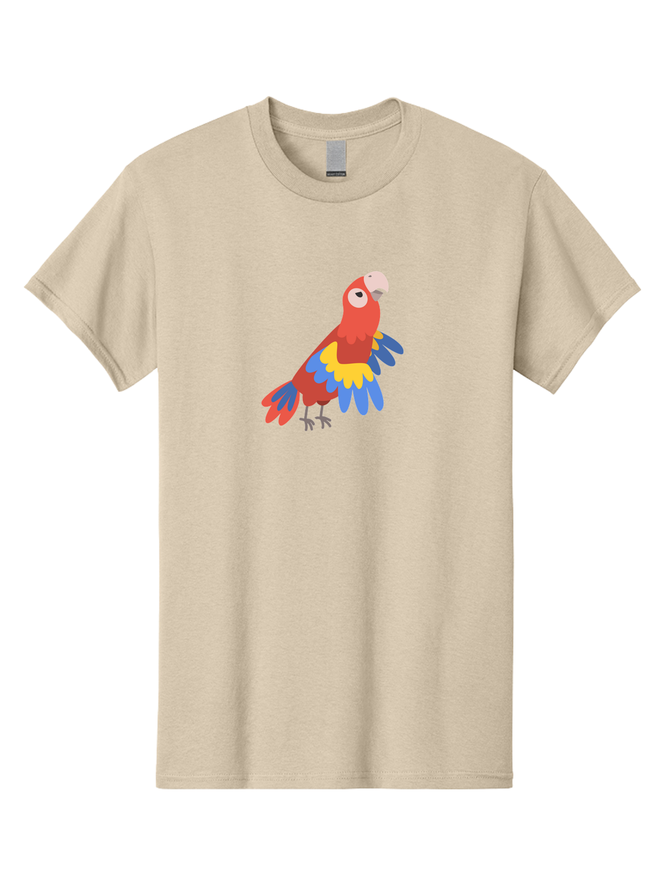 Red-Parrot-4 Men'S Graphic Tee, 100% Cotton, Comfortable Casual Summer Wear, Machine Washable, Colorful Parrot, Vibrant Red, Blue And Yellow Feathers, Cartoon Bird, Tropical Wildlife, Exotic Pet, Playful Creature, Fun Illustration Aab880