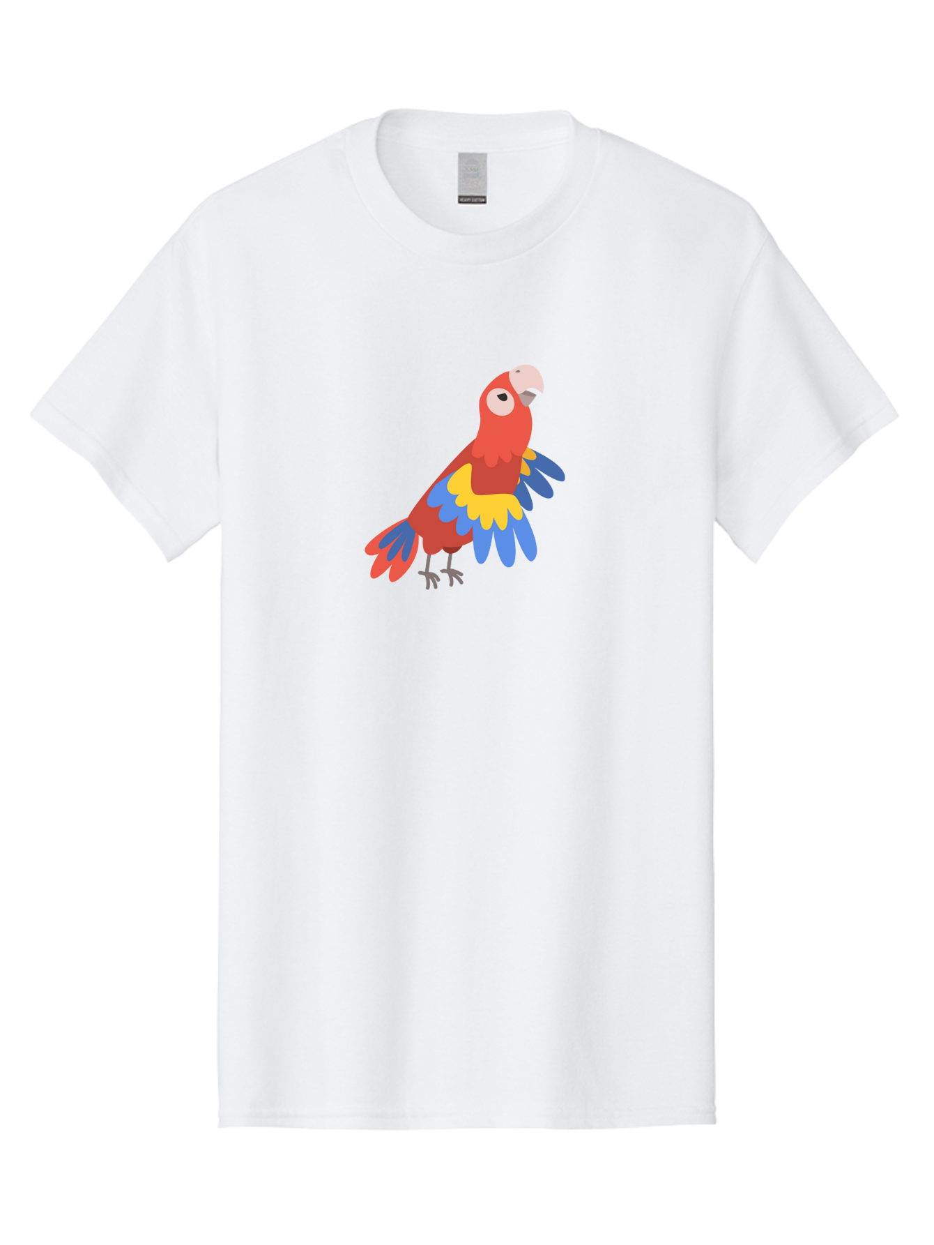 Red-Parrot-4 Men'S Graphic Tee, 100% Cotton, Comfortable Casual Summer Wear, Machine Washable, Colorful Parrot, Vibrant Red, Blue And Yellow Feathers, Cartoon Bird, Tropical Wildlife, Exotic Pet, Playful Creature, Fun Illustration Aab880