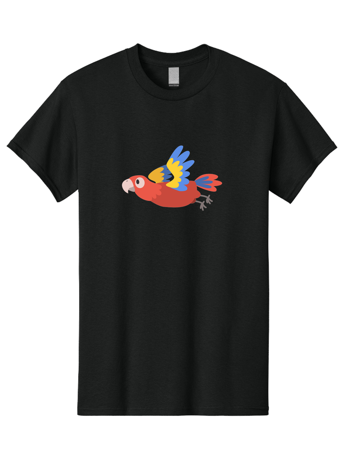 Red-Parrot Men'S Graphic Tee, 100% Cotton, Comfortable Casual Summer Wear, Machine Washable, Colorful Parrot, Vibrant Red, Blue And Yellow Wings, Cartoon Bird, Tropical Bird, Flying Macaw, Parrot In Flight, Exotic Bird, Winged Creature, Aab881