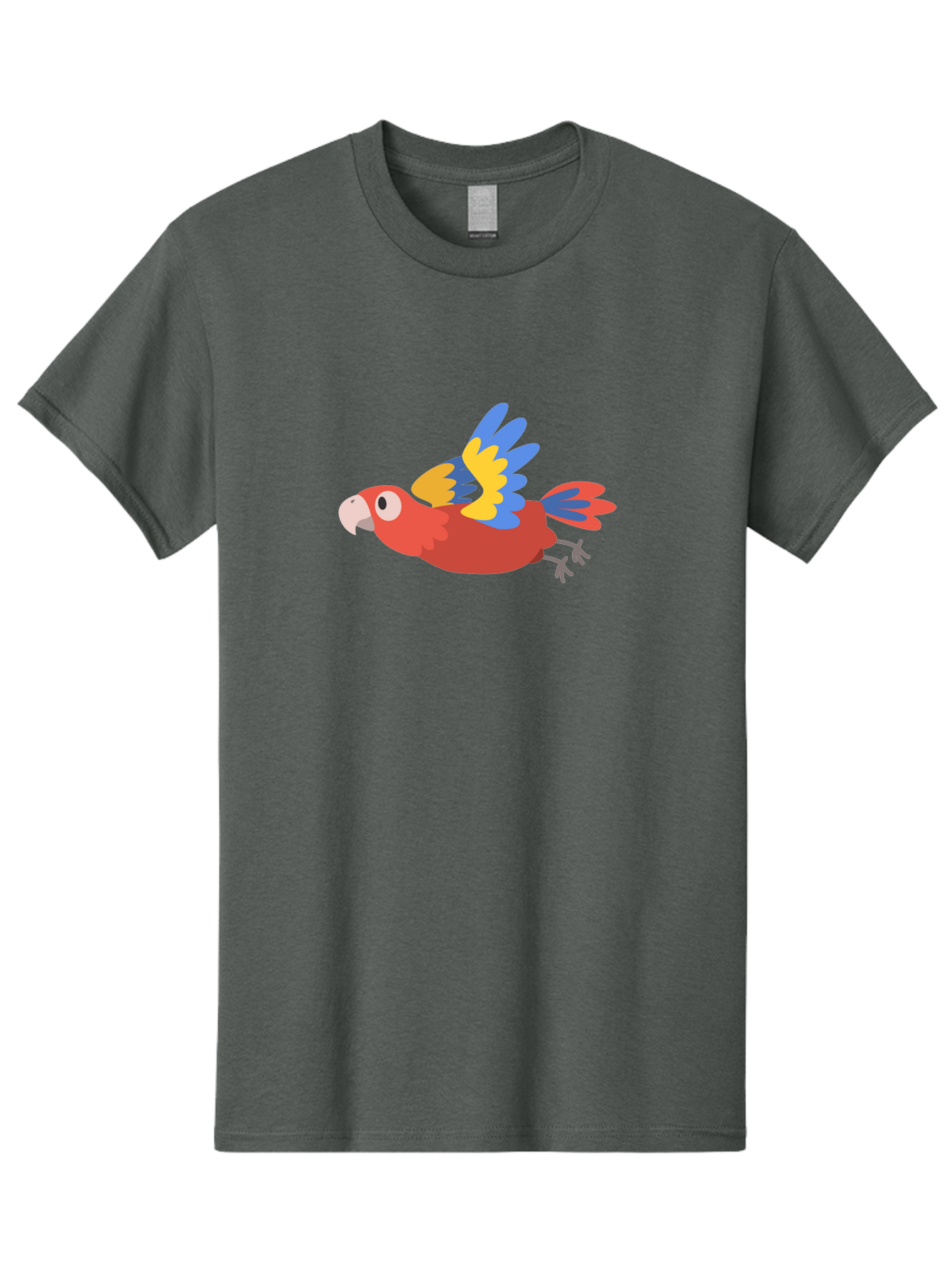 Red-Parrot Men'S Graphic Tee, 100% Cotton, Comfortable Casual Summer Wear, Machine Washable, Colorful Parrot, Vibrant Red, Blue And Yellow Wings, Cartoon Bird, Tropical Bird, Flying Macaw, Parrot In Flight, Exotic Bird, Winged Creature, Aab881