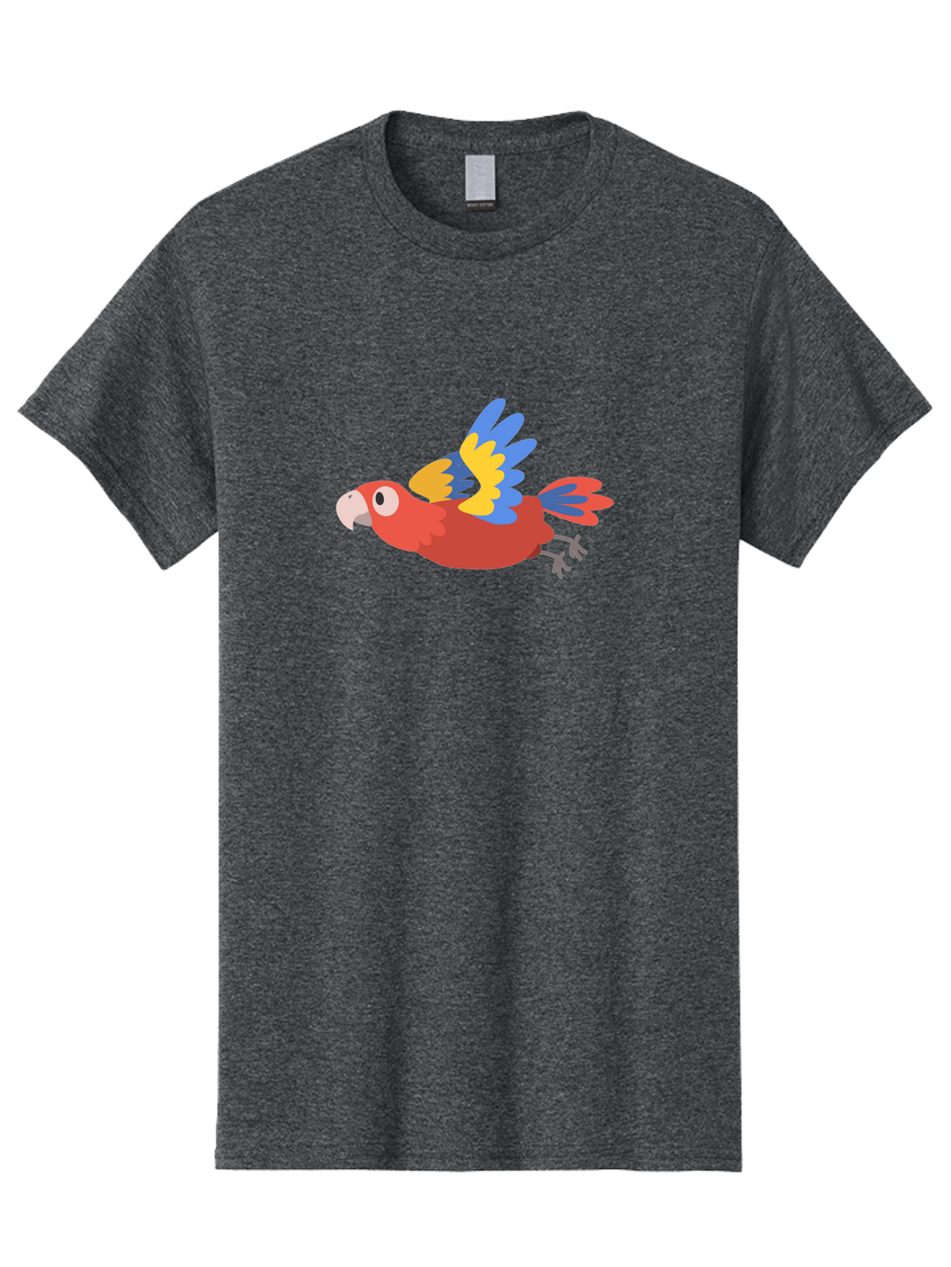 Red-Parrot Men'S Graphic Tee, 100% Cotton, Comfortable Casual Summer Wear, Machine Washable, Colorful Parrot, Vibrant Red, Blue And Yellow Wings, Cartoon Bird, Tropical Bird, Flying Macaw, Parrot In Flight, Exotic Bird, Winged Creature, Aab881