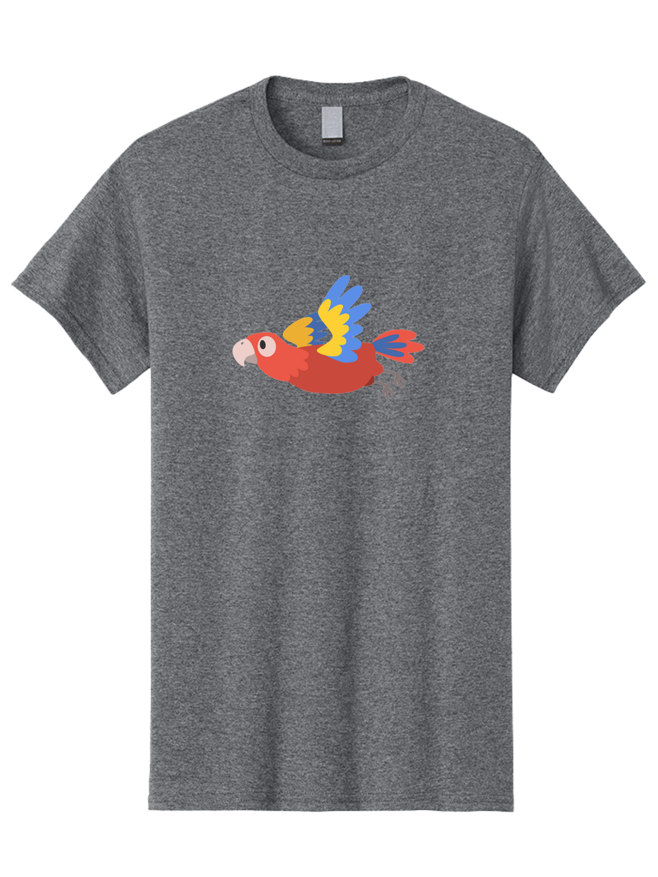 Red-Parrot Men'S Graphic Tee, 100% Cotton, Comfortable Casual Summer Wear, Machine Washable, Colorful Parrot, Vibrant Red, Blue And Yellow Wings, Cartoon Bird, Tropical Bird, Flying Macaw, Parrot In Flight, Exotic Bird, Winged Creature, Aab881