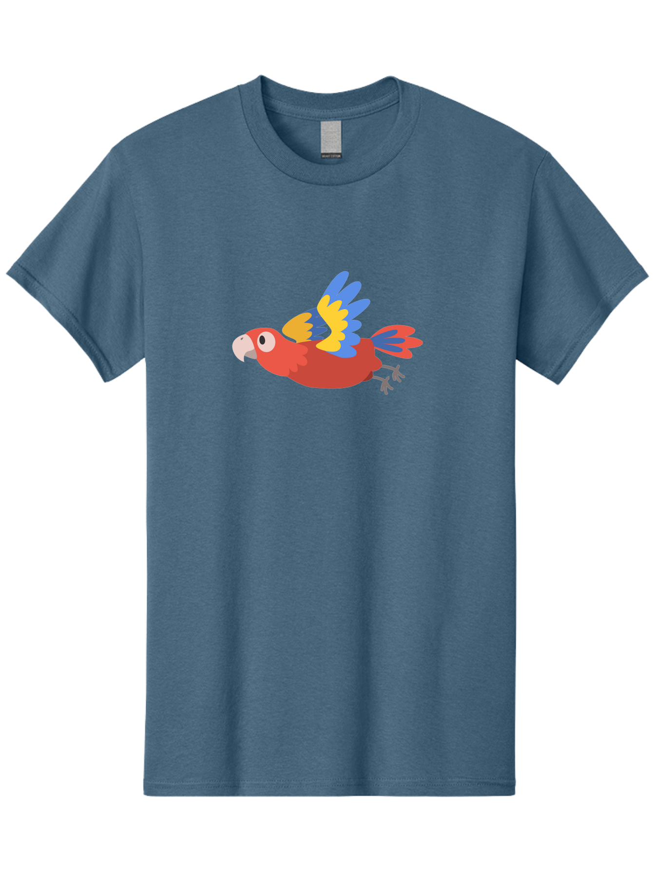Red-Parrot Men'S Graphic Tee, 100% Cotton, Comfortable Casual Summer Wear, Machine Washable, Colorful Parrot, Vibrant Red, Blue And Yellow Wings, Cartoon Bird, Tropical Bird, Flying Macaw, Parrot In Flight, Exotic Bird, Winged Creature, Aab881