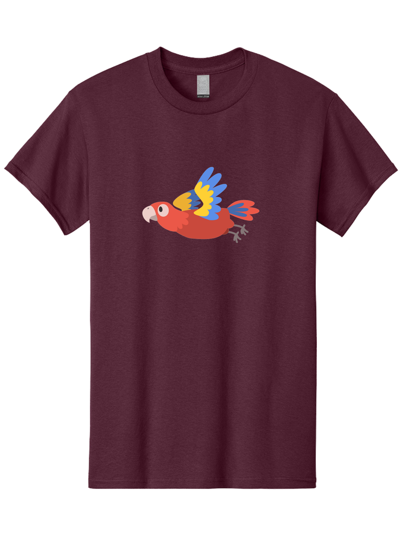 Red-Parrot Men'S Graphic Tee, 100% Cotton, Comfortable Casual Summer Wear, Machine Washable, Colorful Parrot, Vibrant Red, Blue And Yellow Wings, Cartoon Bird, Tropical Bird, Flying Macaw, Parrot In Flight, Exotic Bird, Winged Creature, Aab881