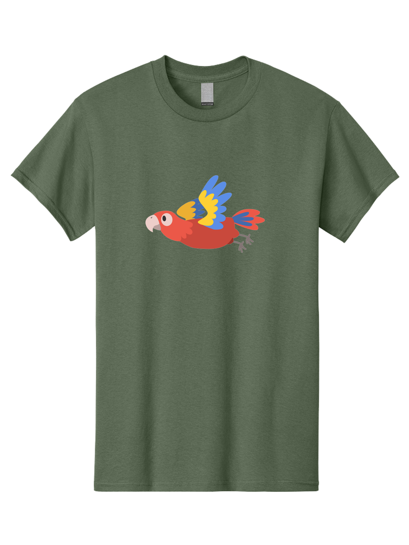 Red-Parrot Men'S Graphic Tee, 100% Cotton, Comfortable Casual Summer Wear, Machine Washable, Colorful Parrot, Vibrant Red, Blue And Yellow Wings, Cartoon Bird, Tropical Bird, Flying Macaw, Parrot In Flight, Exotic Bird, Winged Creature, Aab881