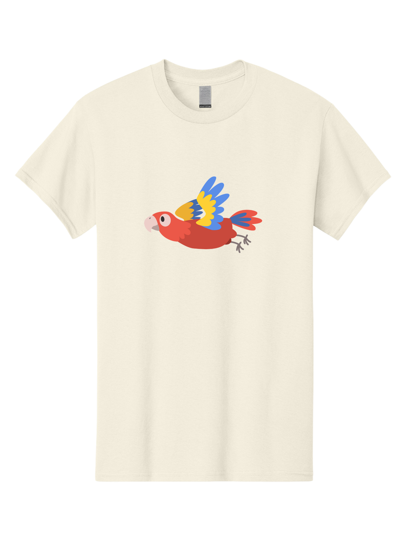 Red-Parrot Men'S Graphic Tee, 100% Cotton, Comfortable Casual Summer Wear, Machine Washable, Colorful Parrot, Vibrant Red, Blue And Yellow Wings, Cartoon Bird, Tropical Bird, Flying Macaw, Parrot In Flight, Exotic Bird, Winged Creature, Aab881