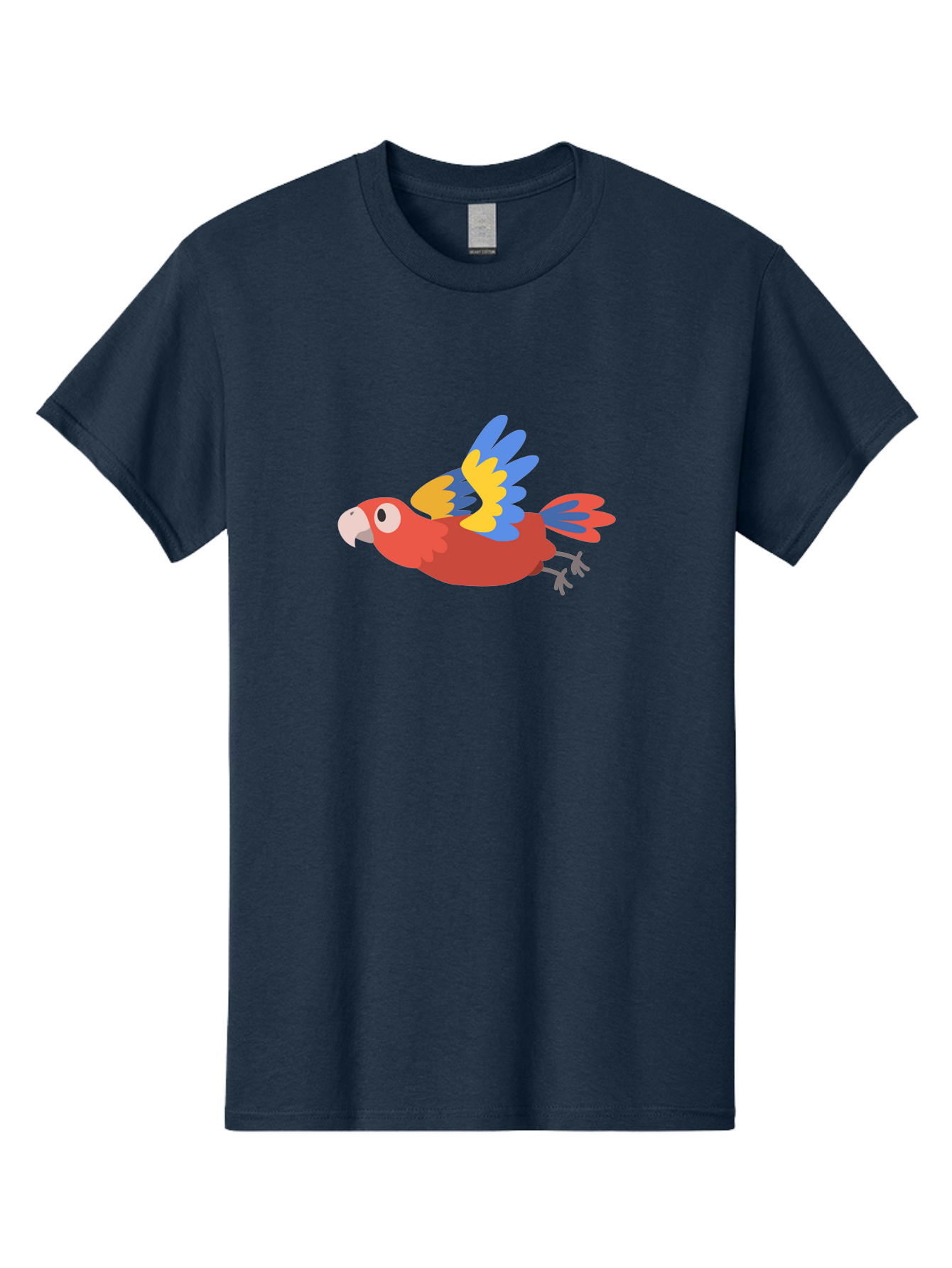 Red-Parrot Men'S Graphic Tee, 100% Cotton, Comfortable Casual Summer Wear, Machine Washable, Colorful Parrot, Vibrant Red, Blue And Yellow Wings, Cartoon Bird, Tropical Bird, Flying Macaw, Parrot In Flight, Exotic Bird, Winged Creature, Aab881
