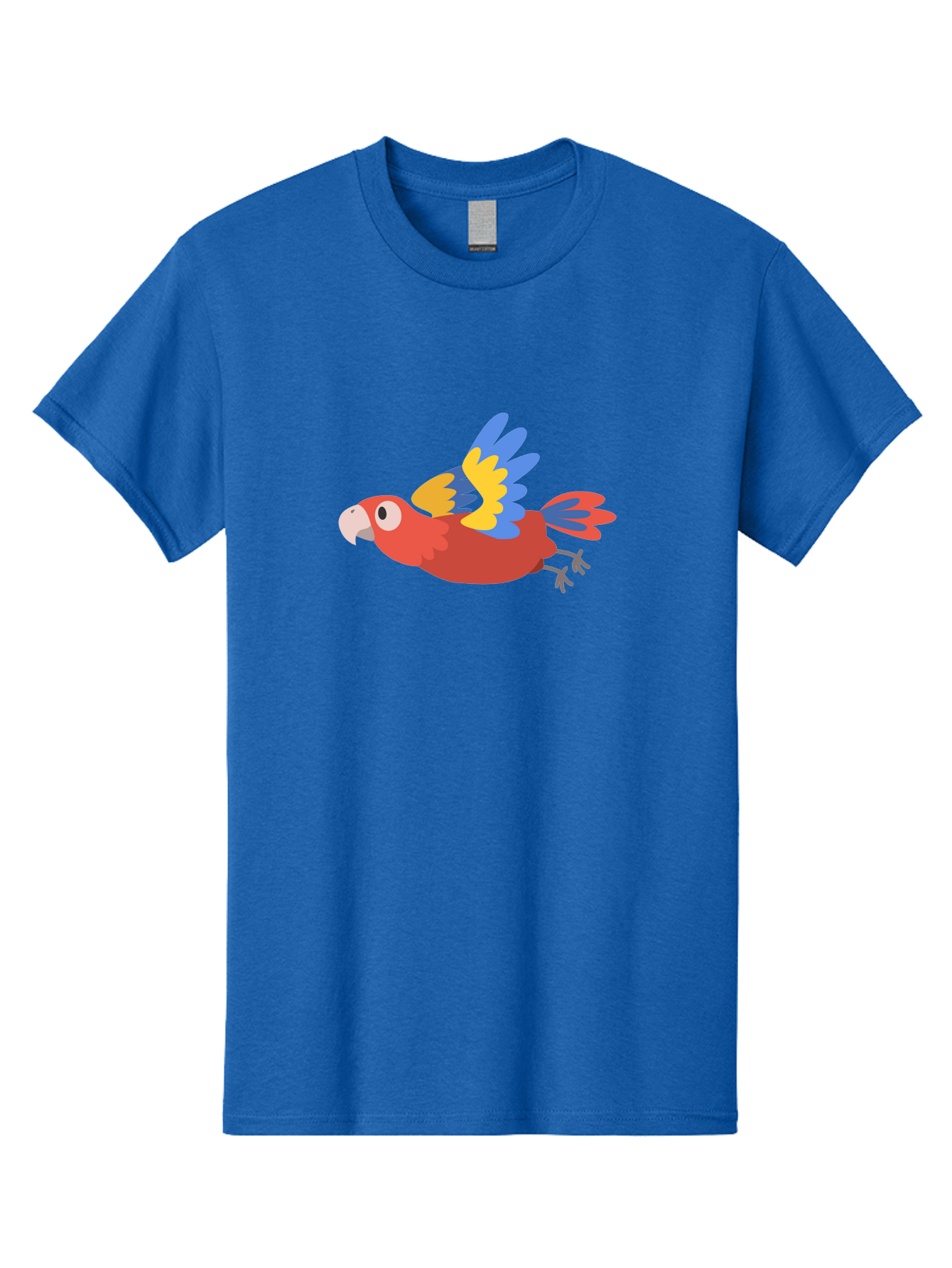 Red-Parrot Men'S Graphic Tee, 100% Cotton, Comfortable Casual Summer Wear, Machine Washable, Colorful Parrot, Vibrant Red, Blue And Yellow Wings, Cartoon Bird, Tropical Bird, Flying Macaw, Parrot In Flight, Exotic Bird, Winged Creature, Aab881